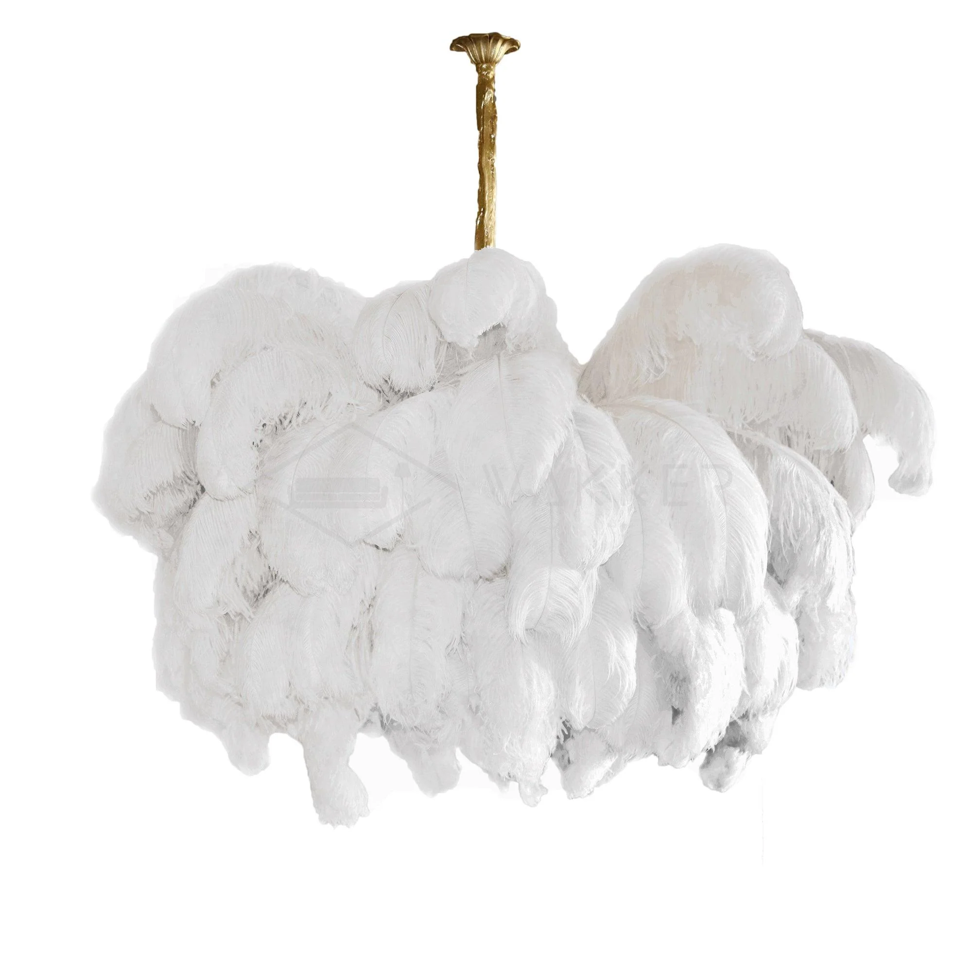Lustra Chandelier Ostrich Feather Large Brass Stem - Image 50