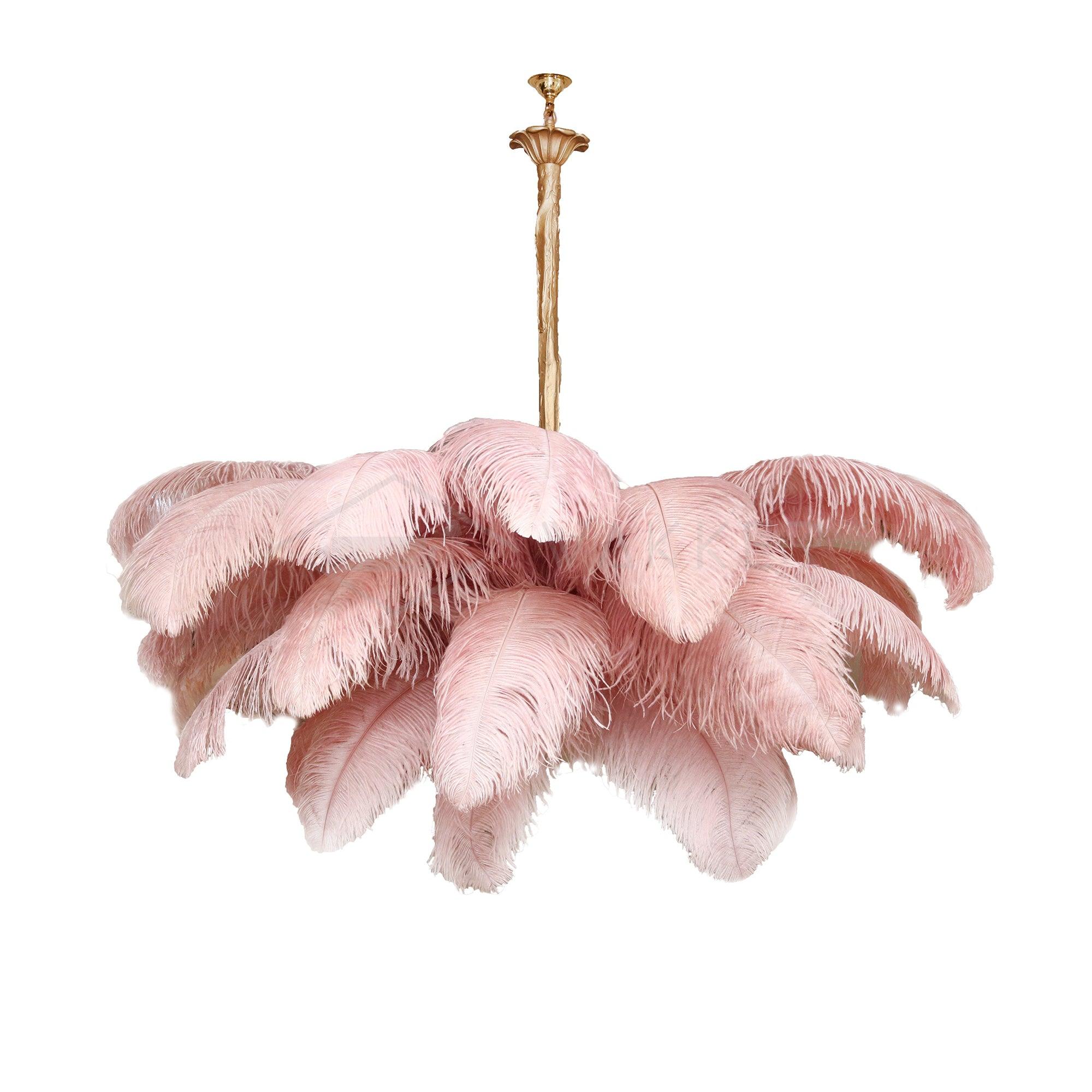 Lustra Chandelier Ostrich Feather Large Brass Stem - Image 51