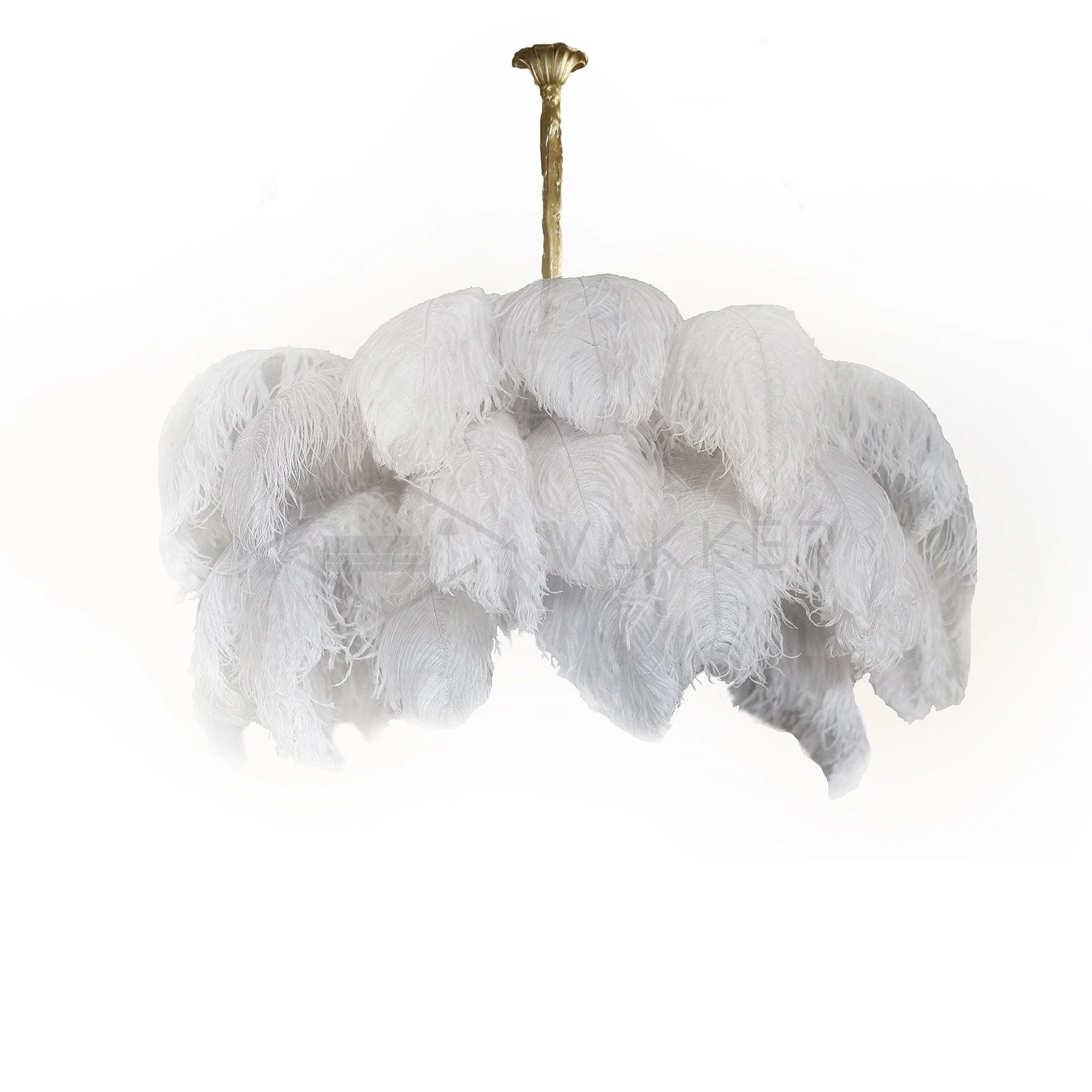 Lustra Chandelier Ostrich Feather Large Brass Stem - Image 53