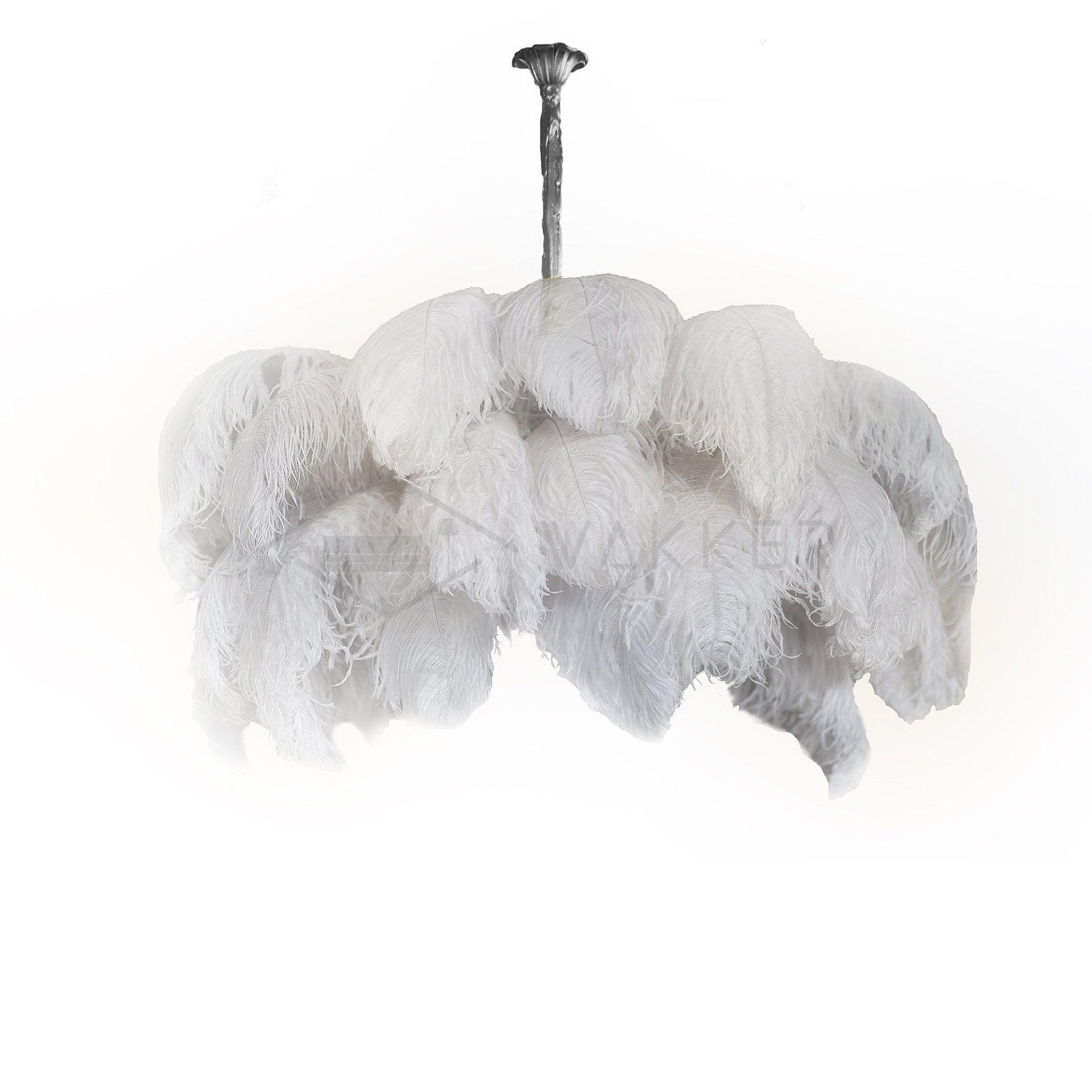 Lustra Chandelier Ostrich Feather Large Brass Stem - Image 55