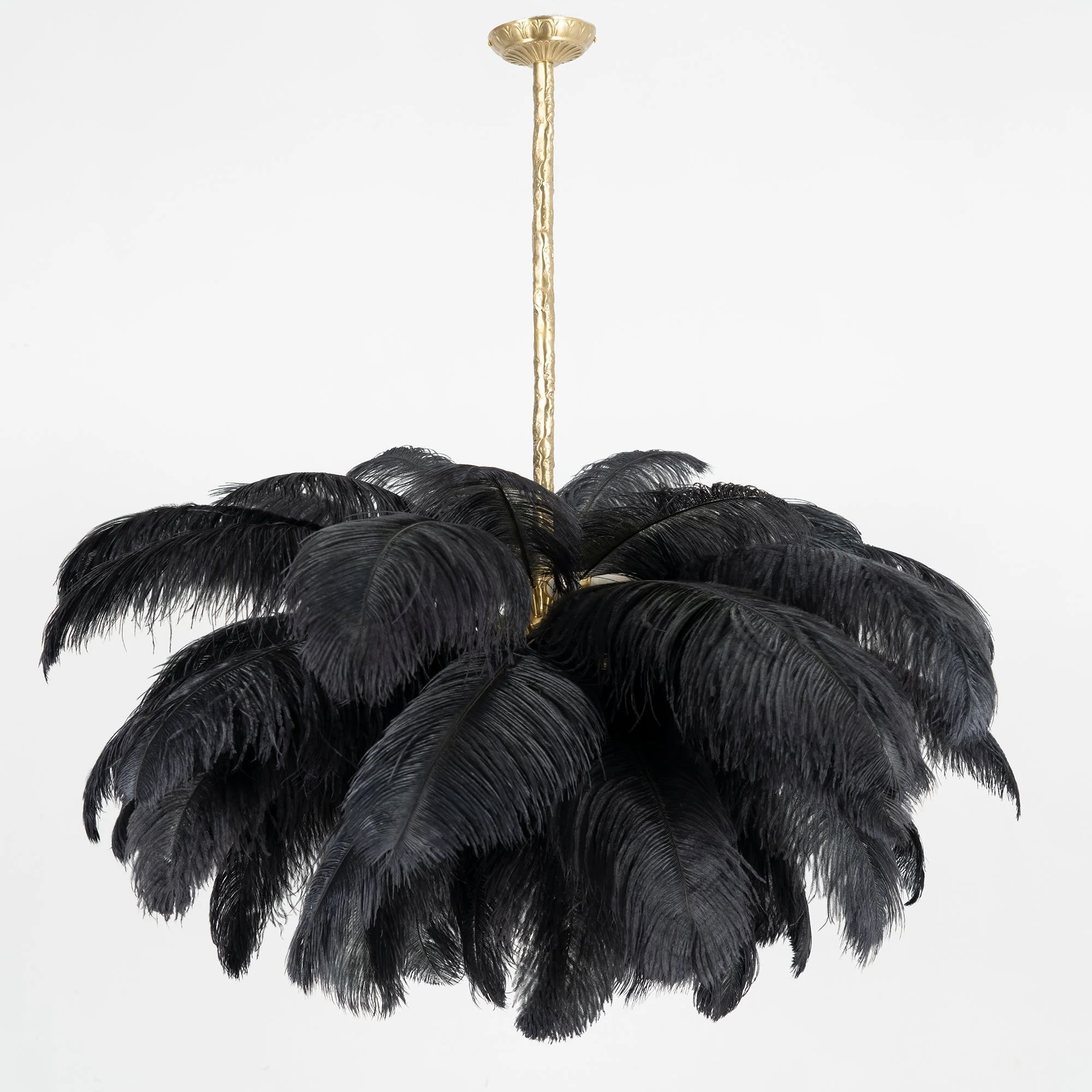 Lustra Chandelier Ostrich Feather Large Brass Stem - Image 57