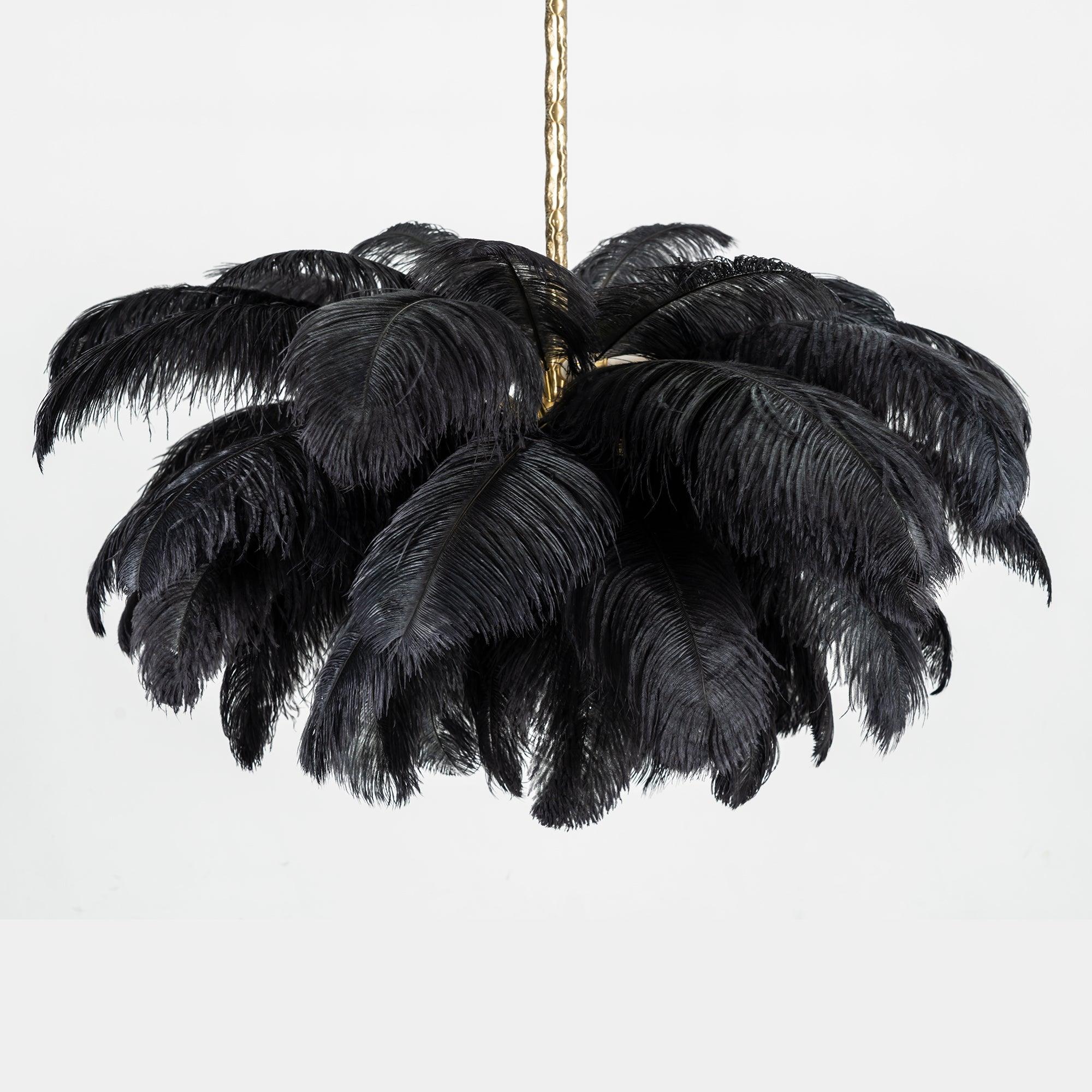 Lustra Chandelier Ostrich Feather Large Brass Stem - Image 58