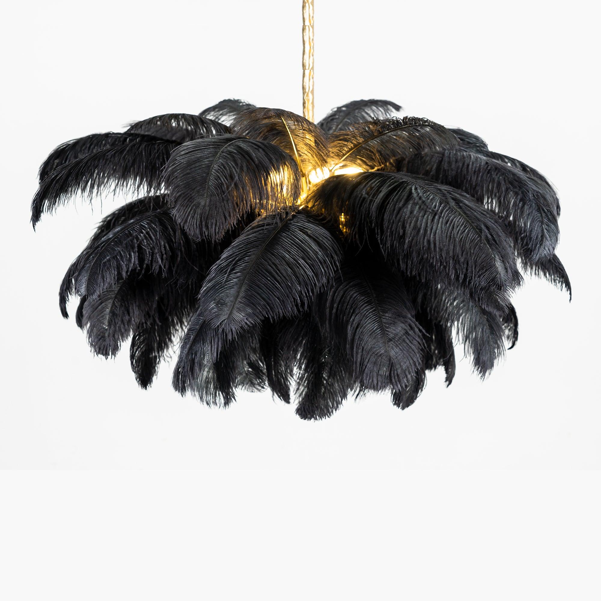 Lustra Chandelier Ostrich Feather Large Brass Stem - Image 59