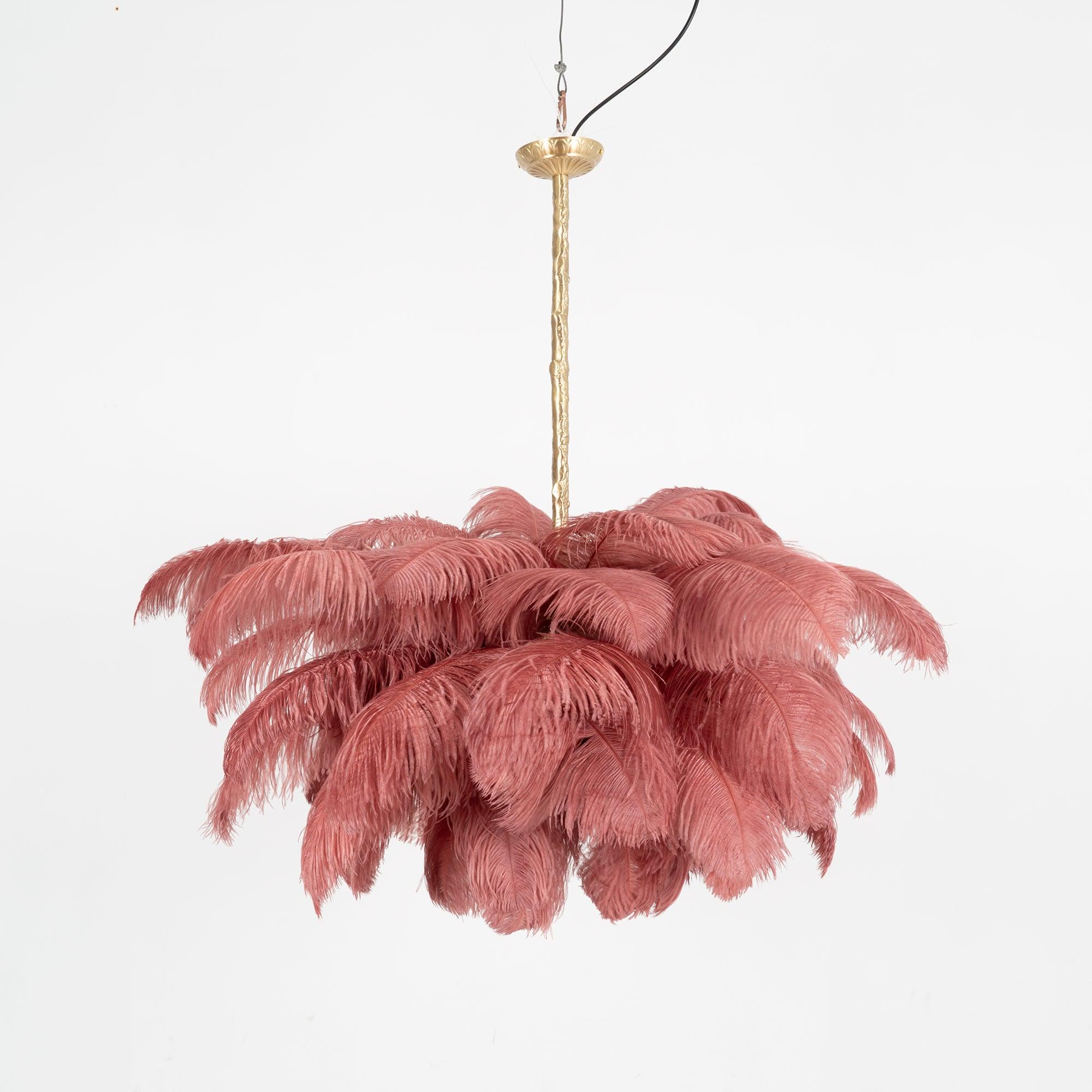 Lustra Chandelier Ostrich Feather Large Brass Stem - Image 61