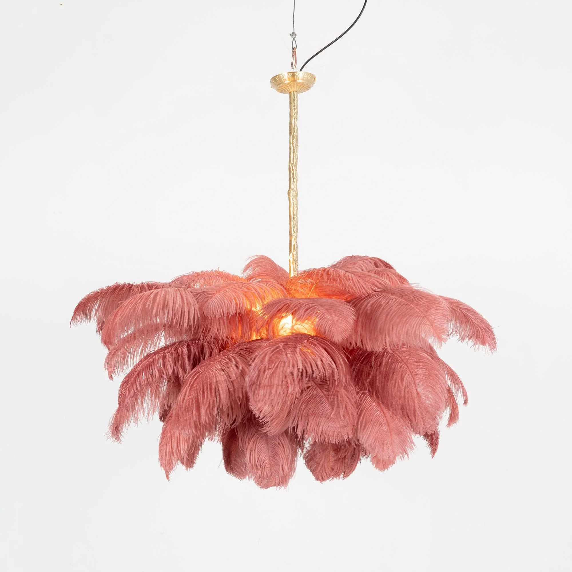 Lustra Chandelier Ostrich Feather Large Brass Stem - Image 62