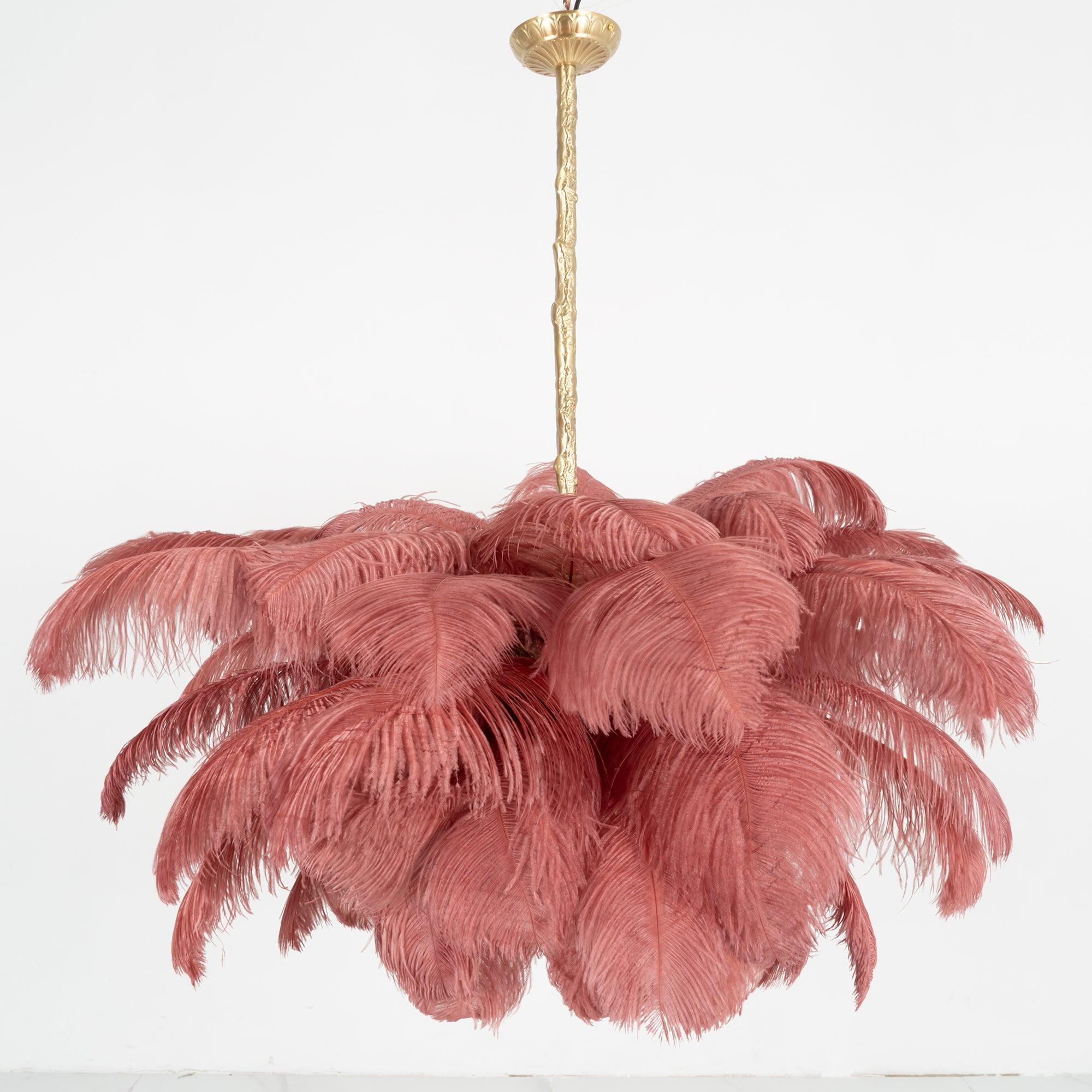 Lustra Chandelier Ostrich Feather Large Brass Stem - Image 63