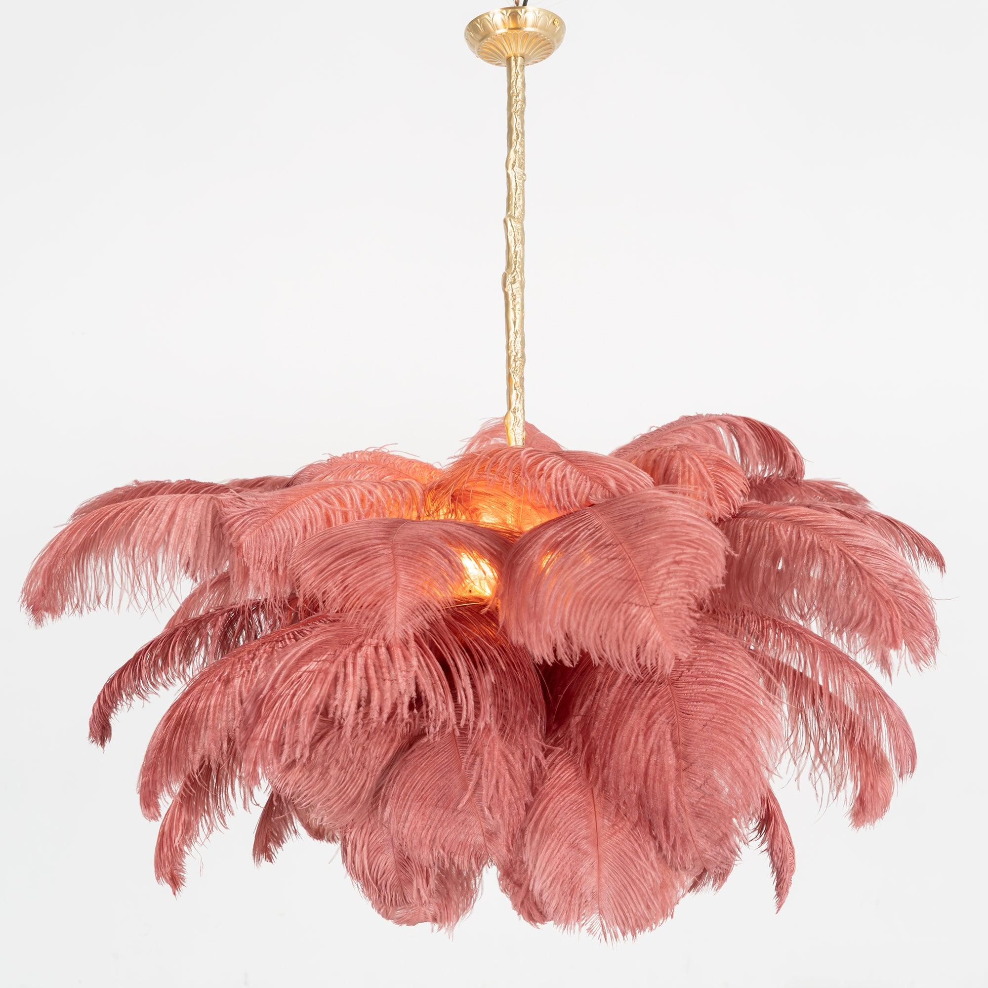 Lustra Chandelier Ostrich Feather Large Brass Stem - Image 64
