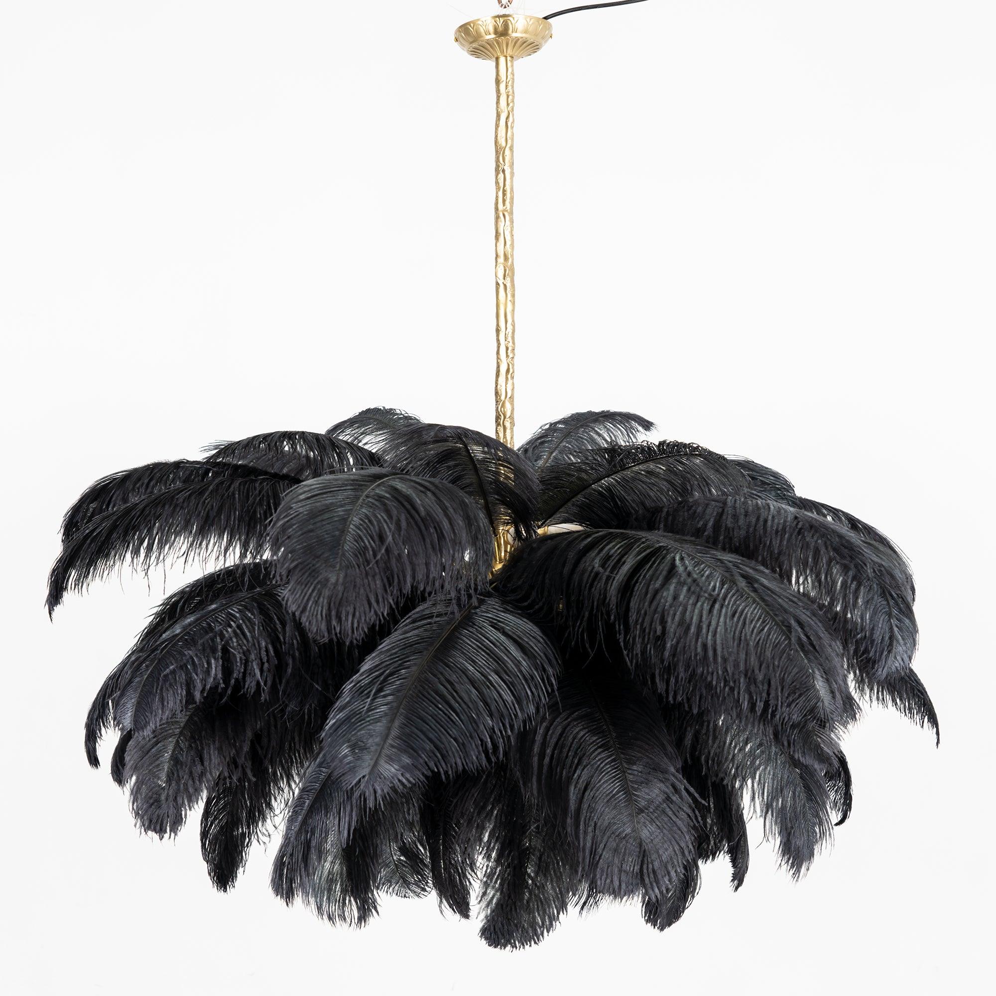 Lustra Chandelier Ostrich Feather Large Brass Stem - Image 65