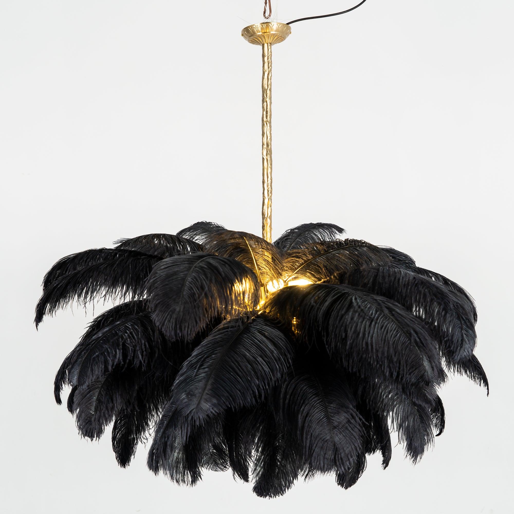 Lustra Chandelier Ostrich Feather Large Brass Stem - Image 66