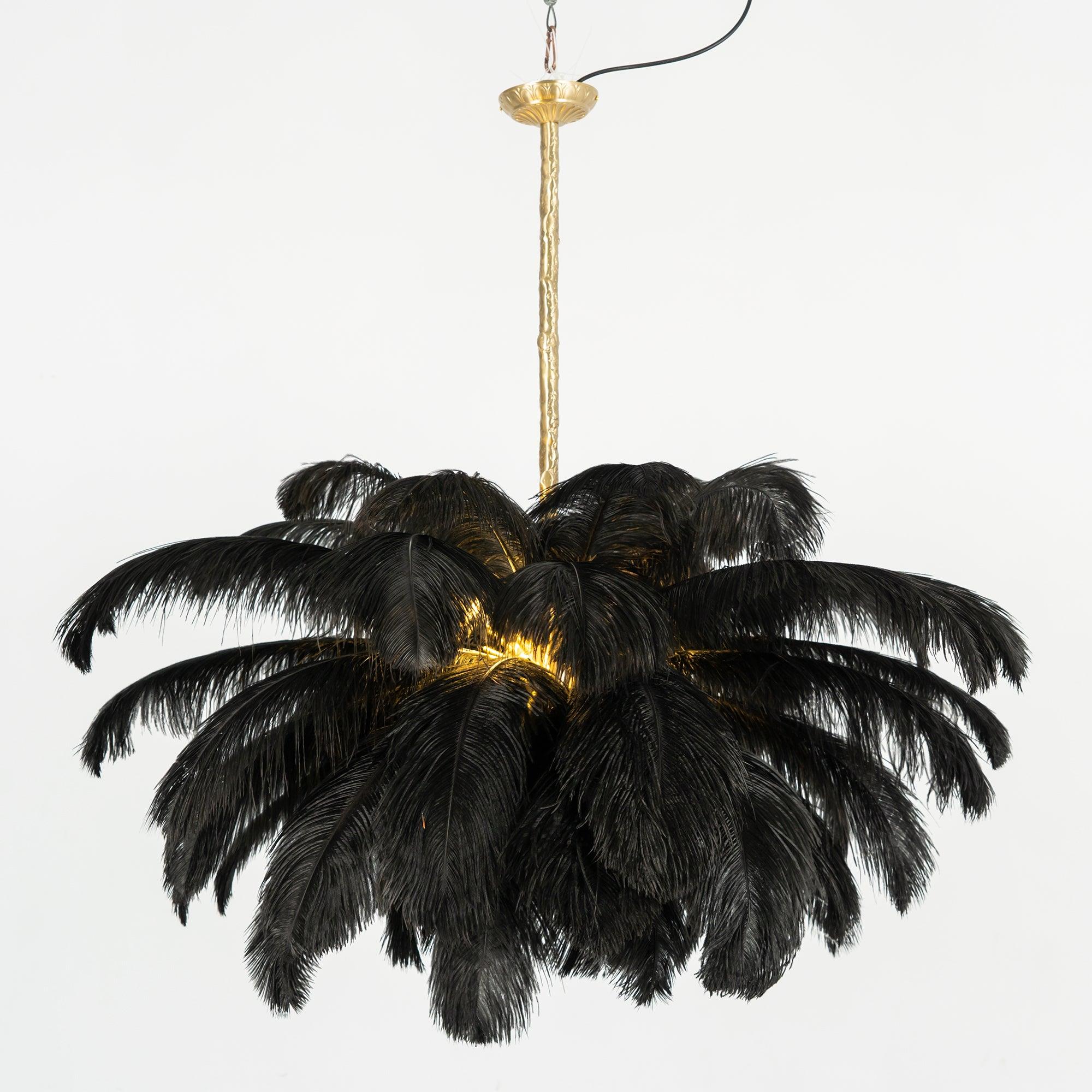 Lustra Chandelier Ostrich Feather Large Brass Stem - Image 67
