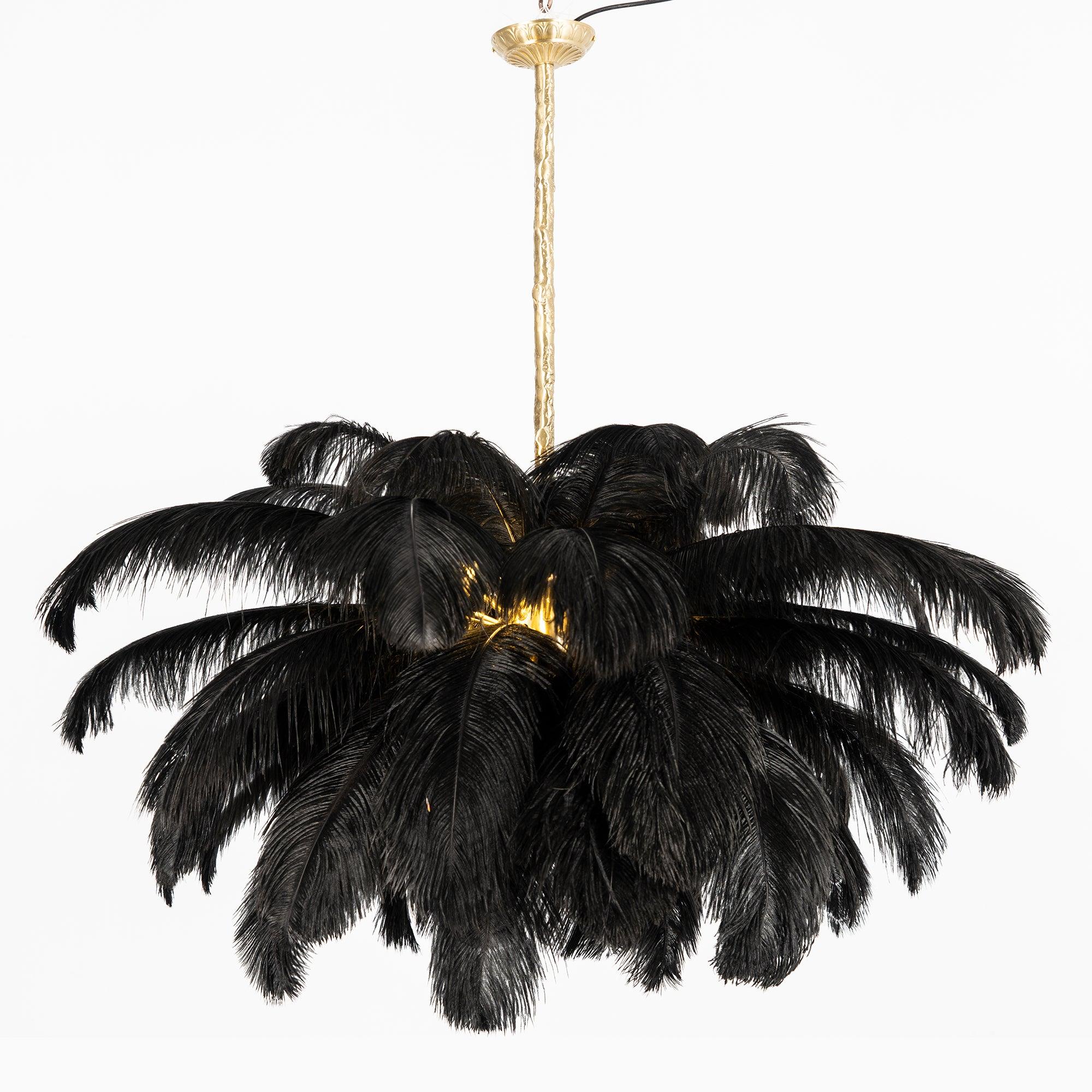 Lustra Chandelier Ostrich Feather Large Brass Stem - Image 69