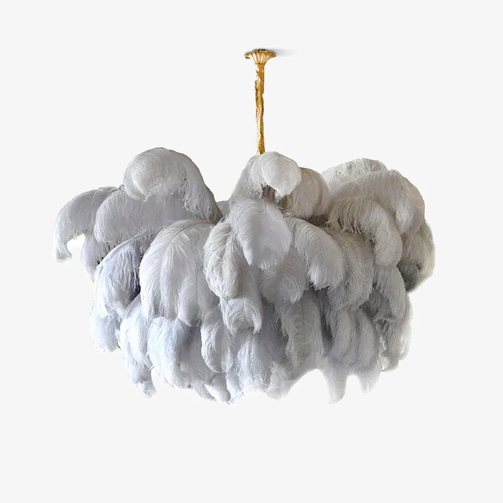 Lustra Chandelier Ostrich Feather Large Brass Stem - Image 70