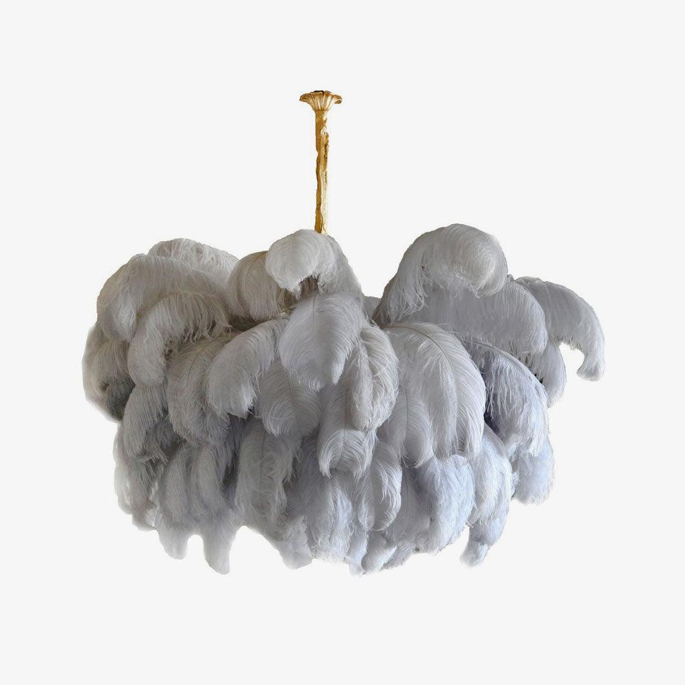 Lustra Chandelier Ostrich Feather Large Brass Stem - Image 71