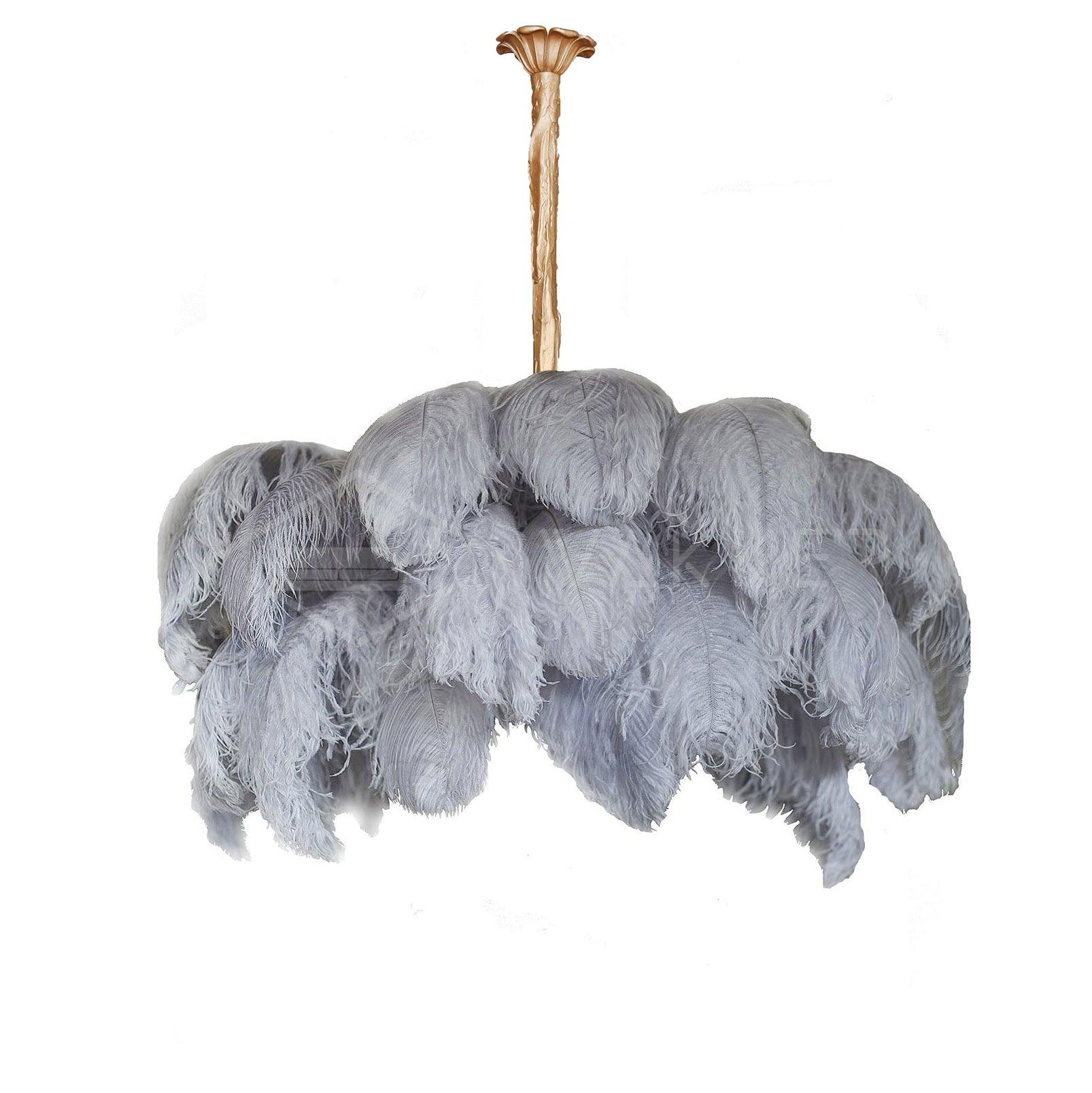 Lustra Chandelier Ostrich Feather Large Brass Stem - Image 73