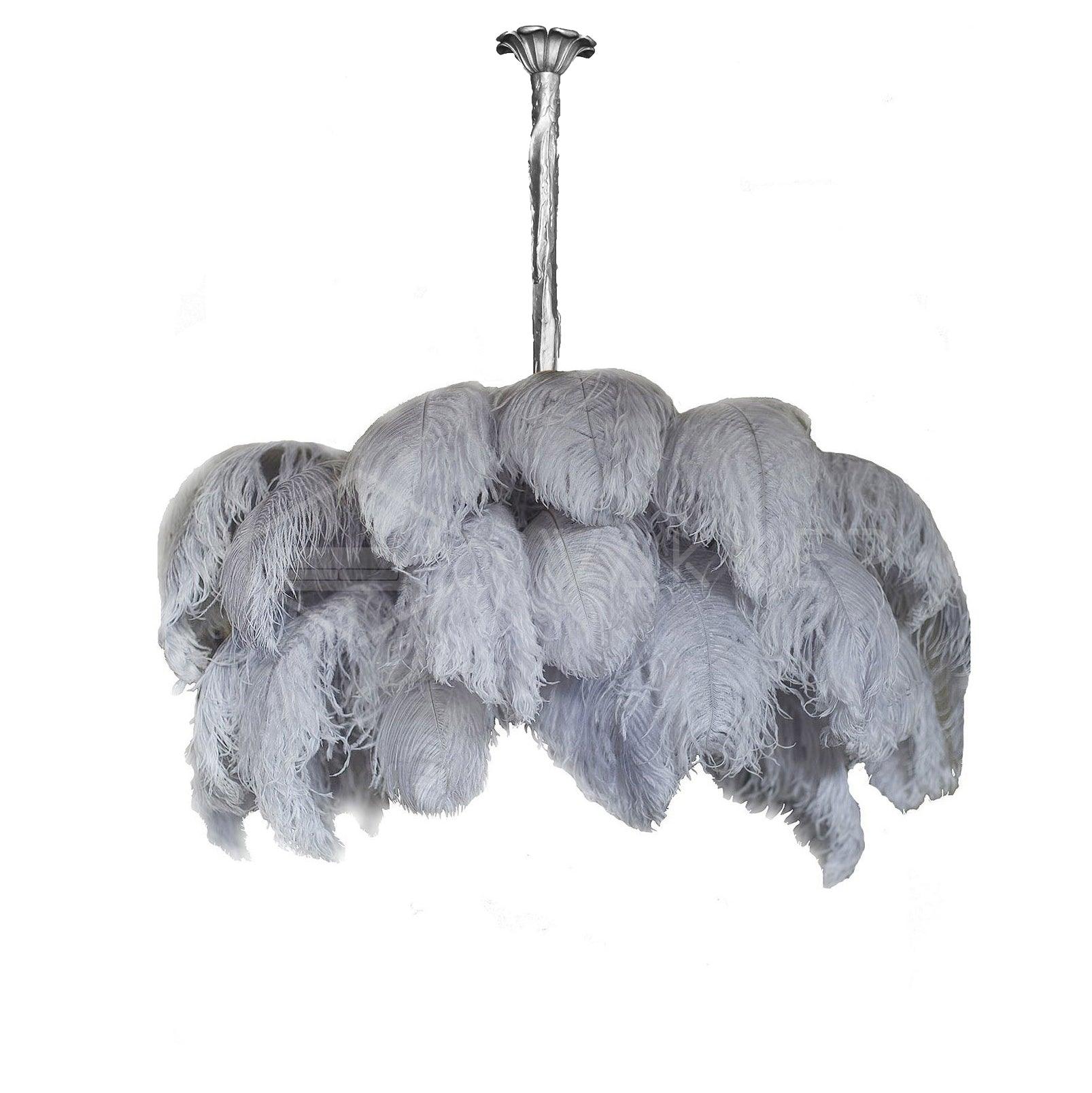 Lustra Chandelier Ostrich Feather Large Brass Stem - Image 74