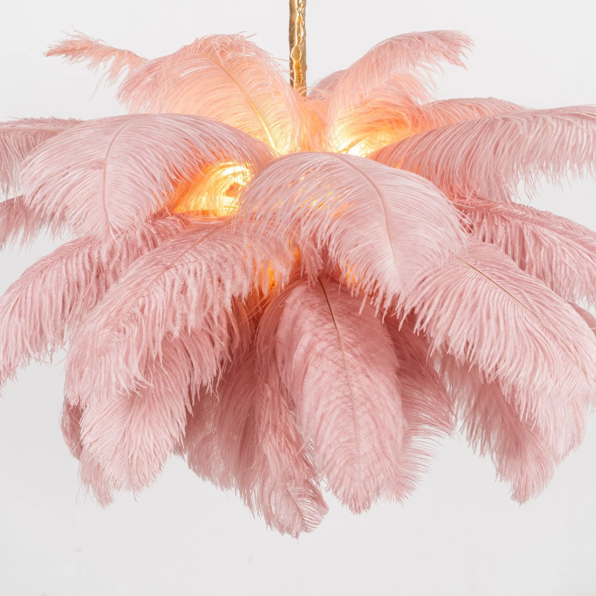 Lustra Chandelier Ostrich Feather Large Brass Stem - Image 75