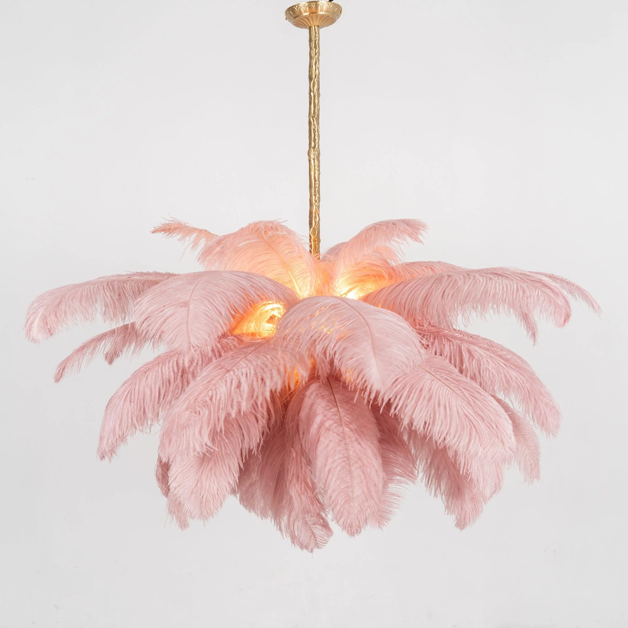 Lustra Chandelier Ostrich Feather Large Brass Stem - Image 76