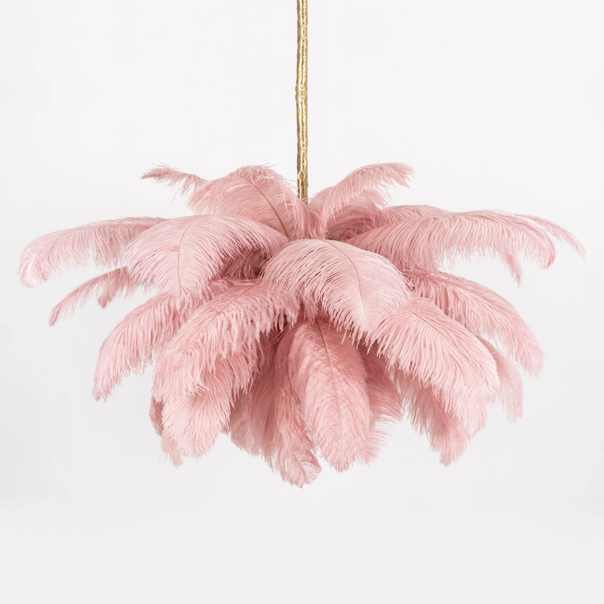 Lustra Chandelier Ostrich Feather Large Brass Stem - Image 77