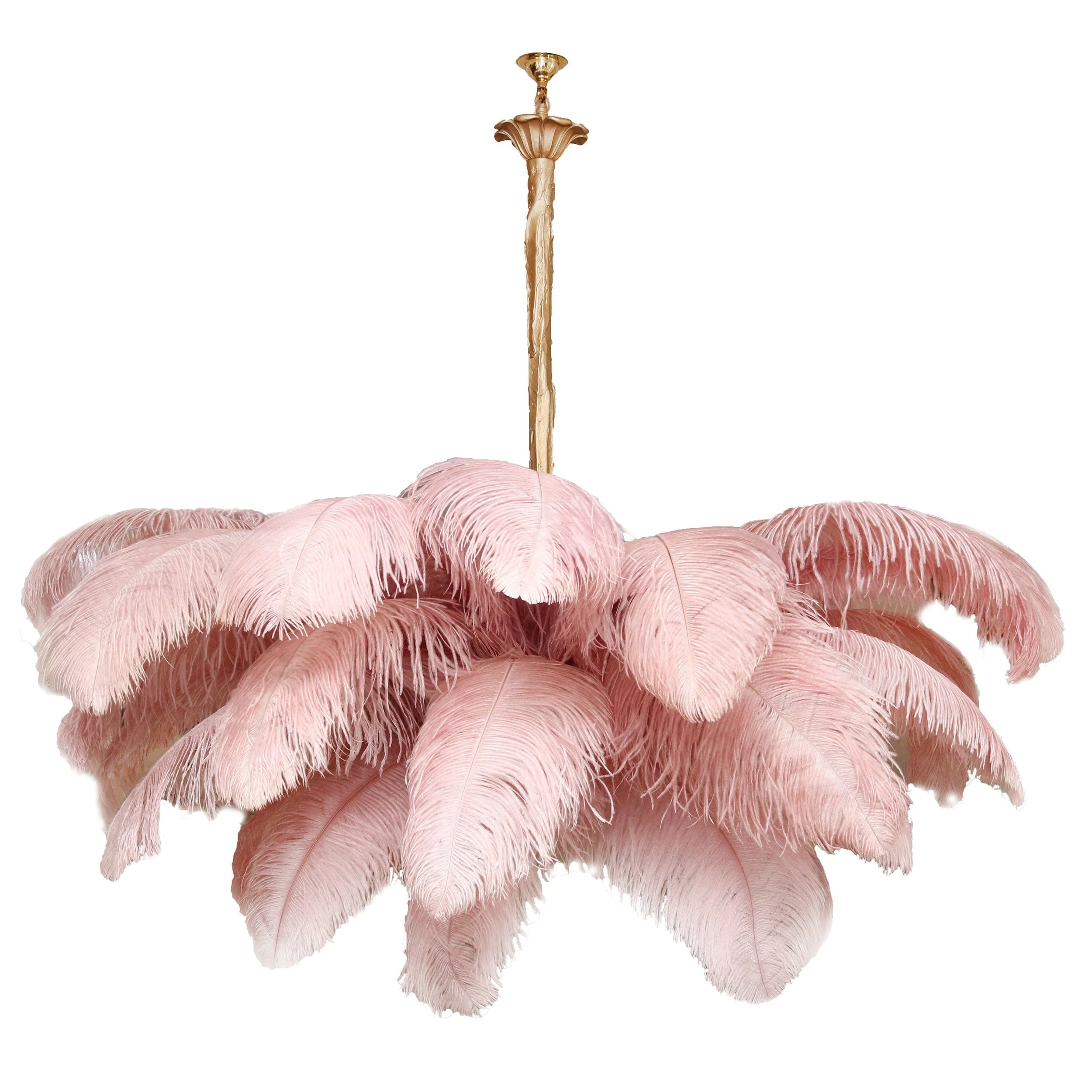 Lustra Chandelier Ostrich Feather Large Brass Stem - Image 90