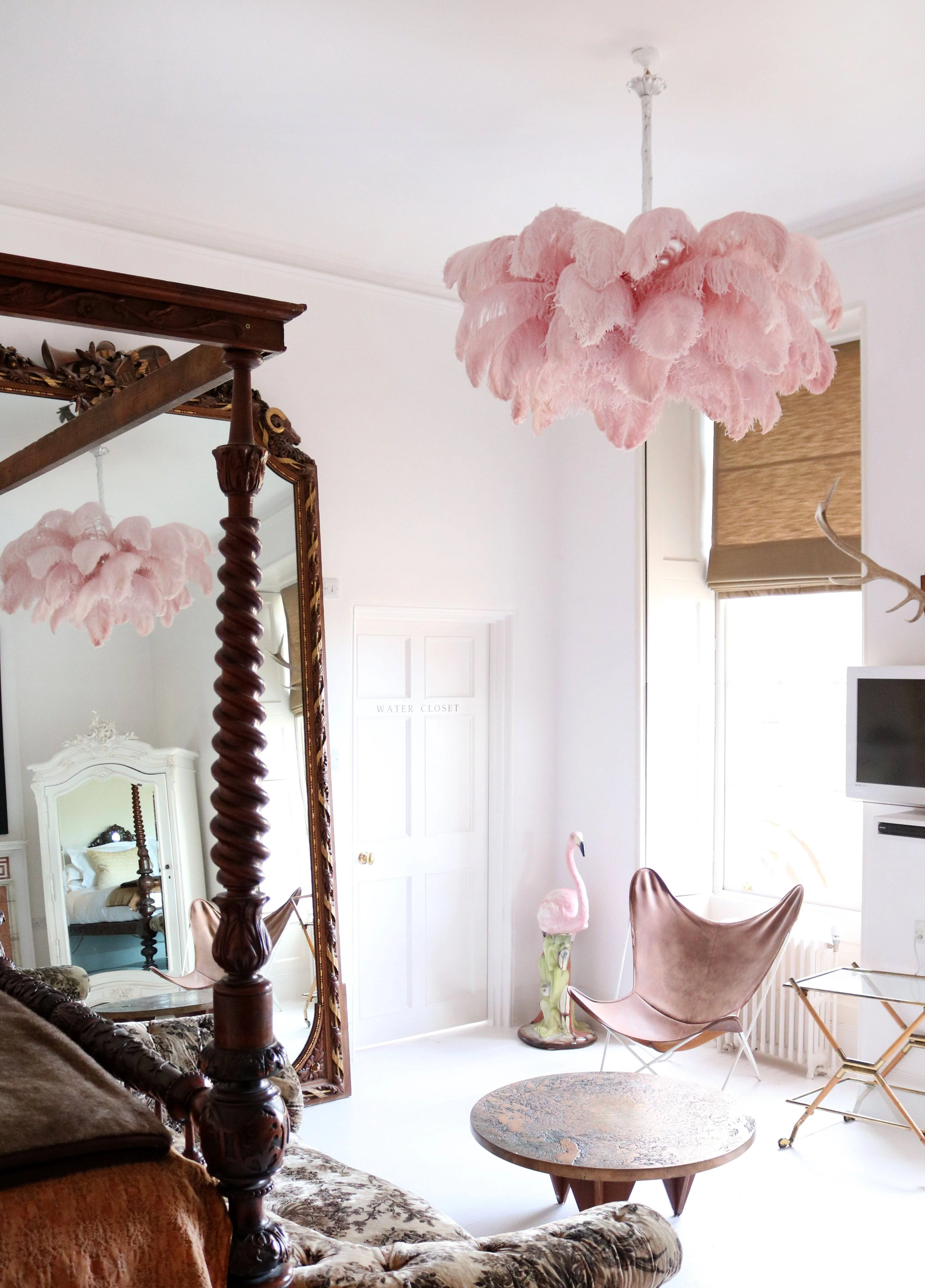 Lustra Chandelier Ostrich Feather Large Brass Stem - Image 99