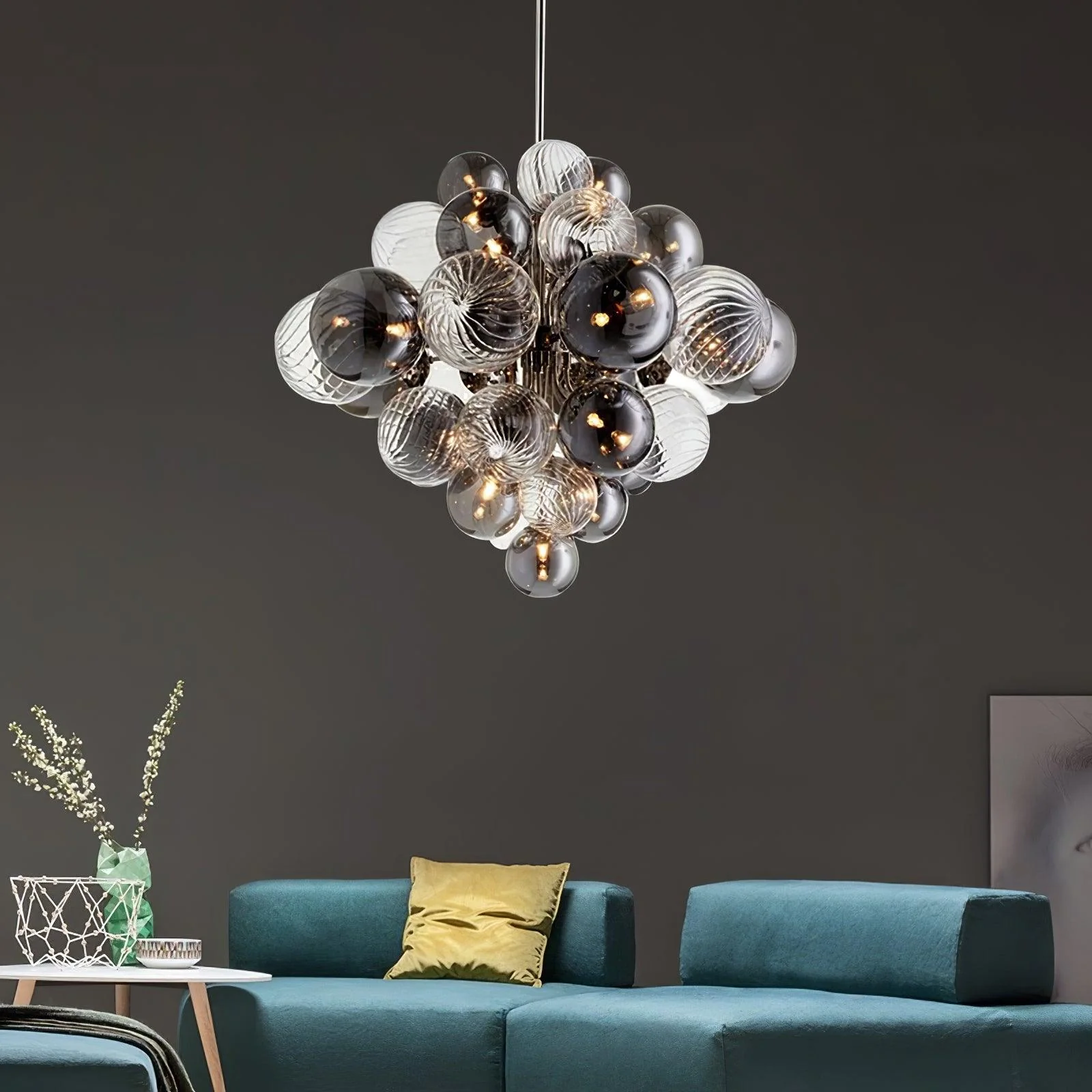 Lustra Chandelier Pallocino Chrome Glass Ball - Image 13