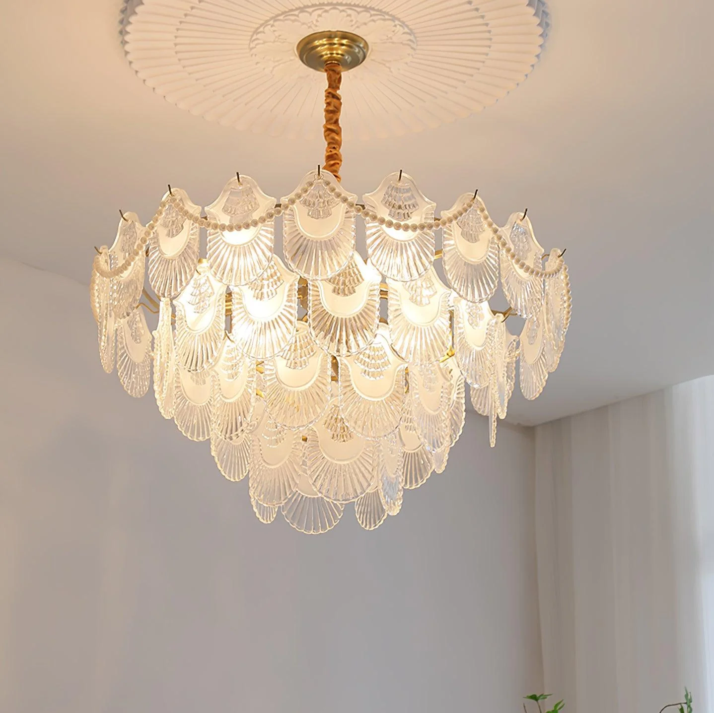 Lustra Chandelier Pearl Glass Shell - Image 16