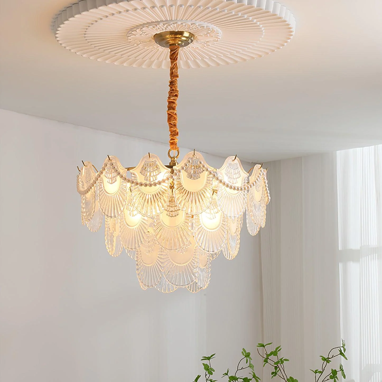 Lustra Chandelier Pearl Glass Shell - Image 18