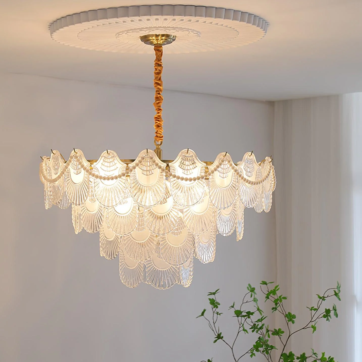 Lustra Chandelier Pearl Glass Shell - Image 19