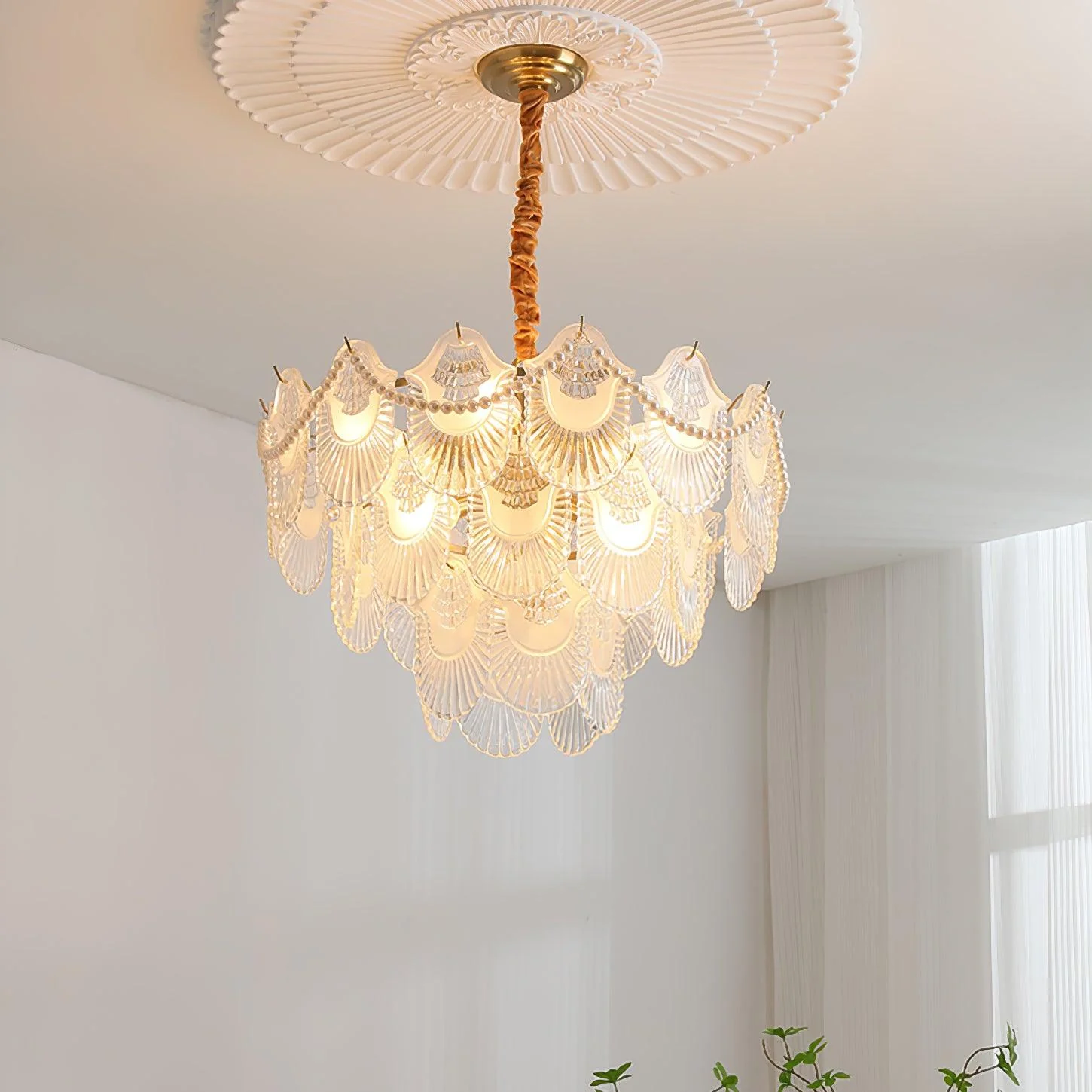 Lustra Chandelier Pearl Glass Shell - Image 2