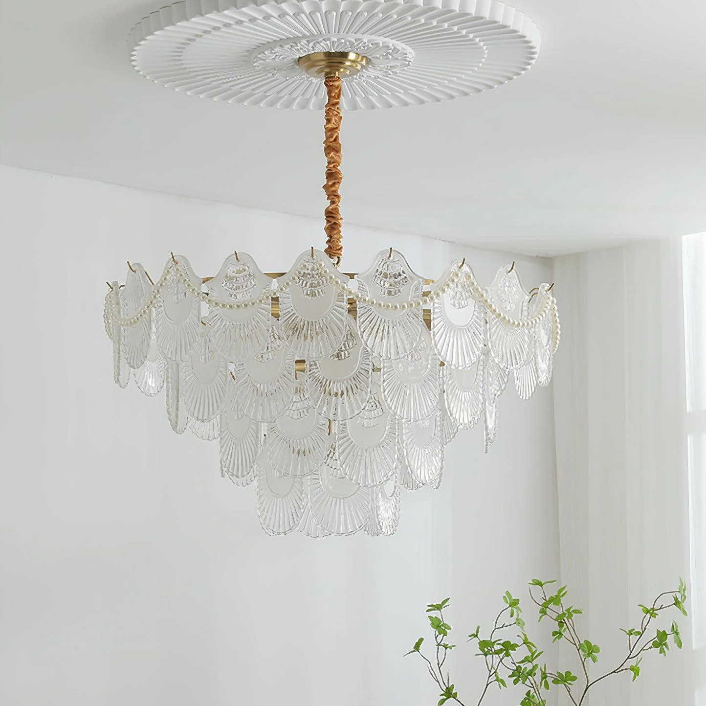 Lustra Chandelier Pearl Glass Shell - Image 26