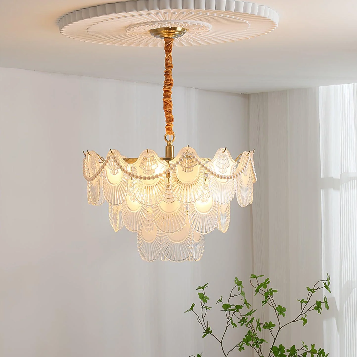 Lustra Chandelier Pearl Glass Shell - Image 3