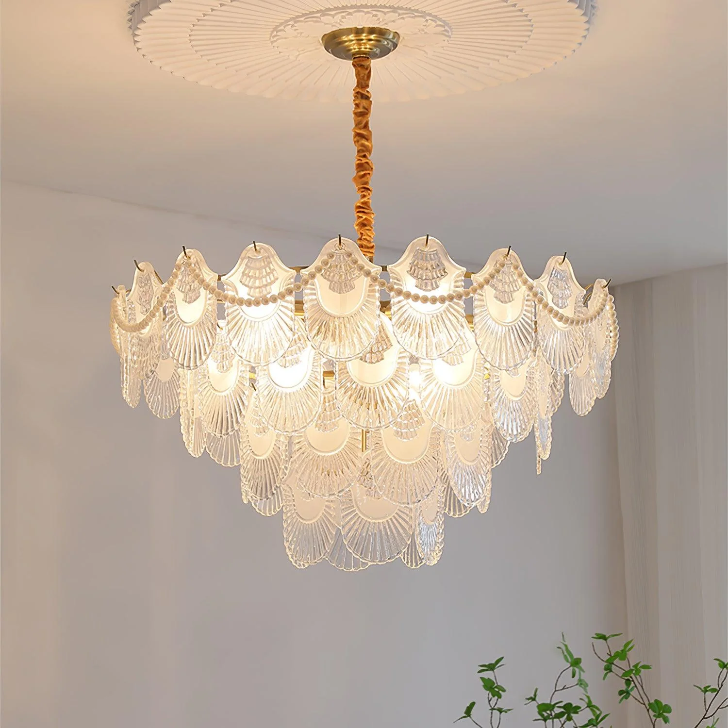 Lustra Chandelier Pearl Glass Shell - Image 4