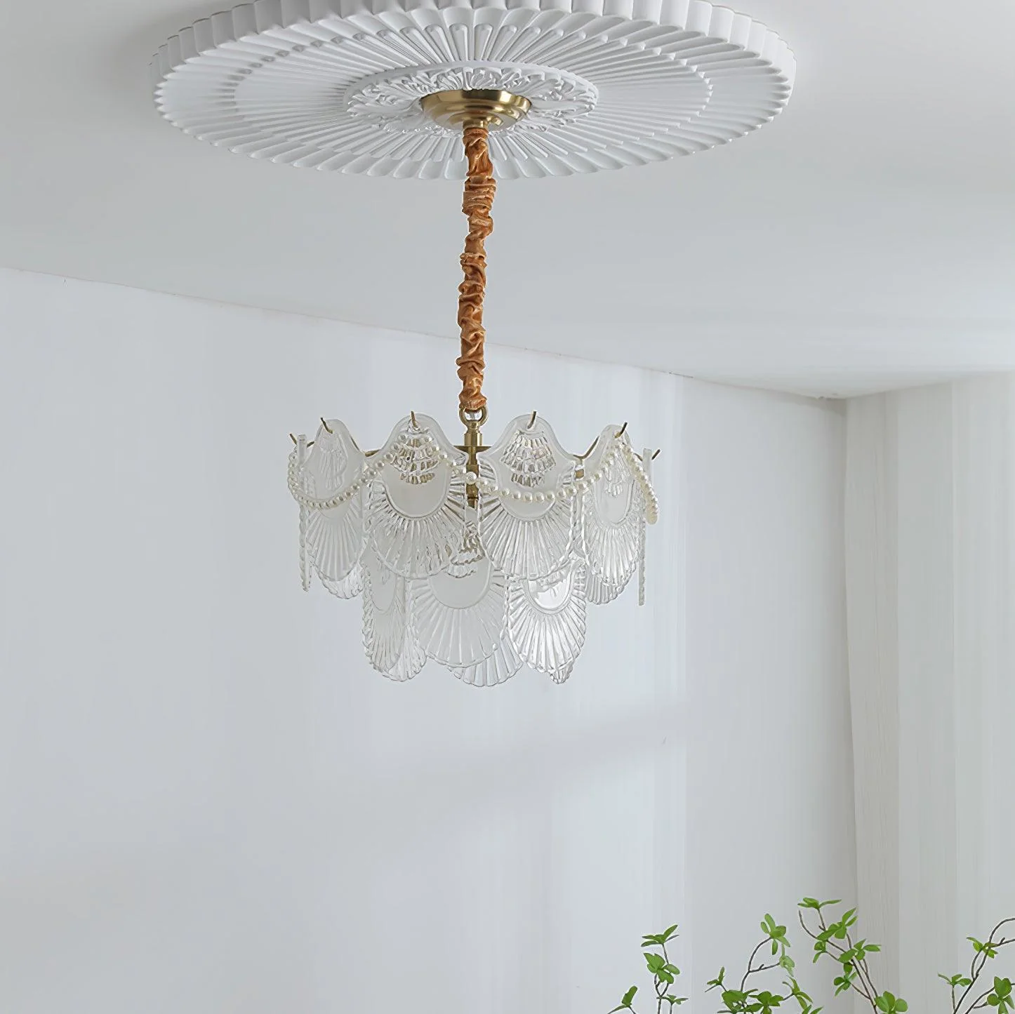 Lustra Chandelier Pearl Glass Shell - Image 5