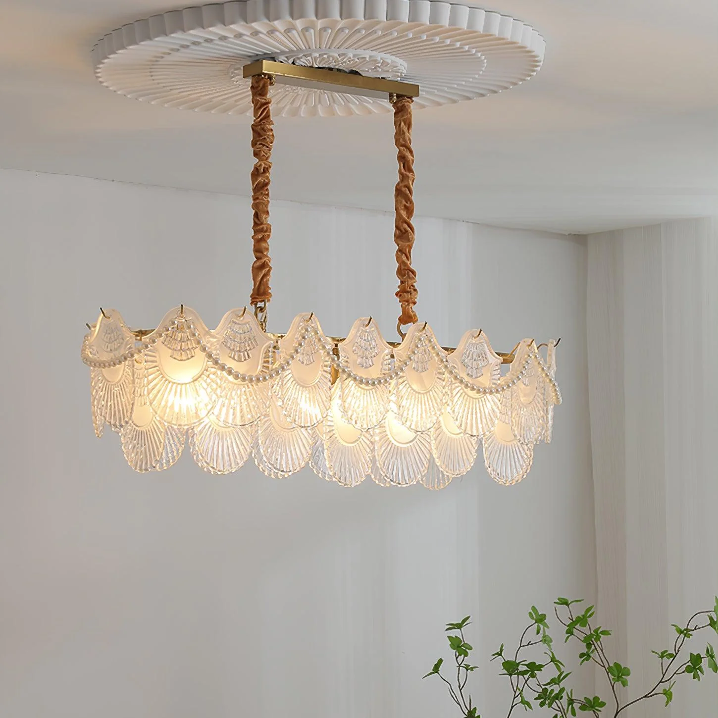 Lustra Chandelier Pearl Glass Shell - Image 6