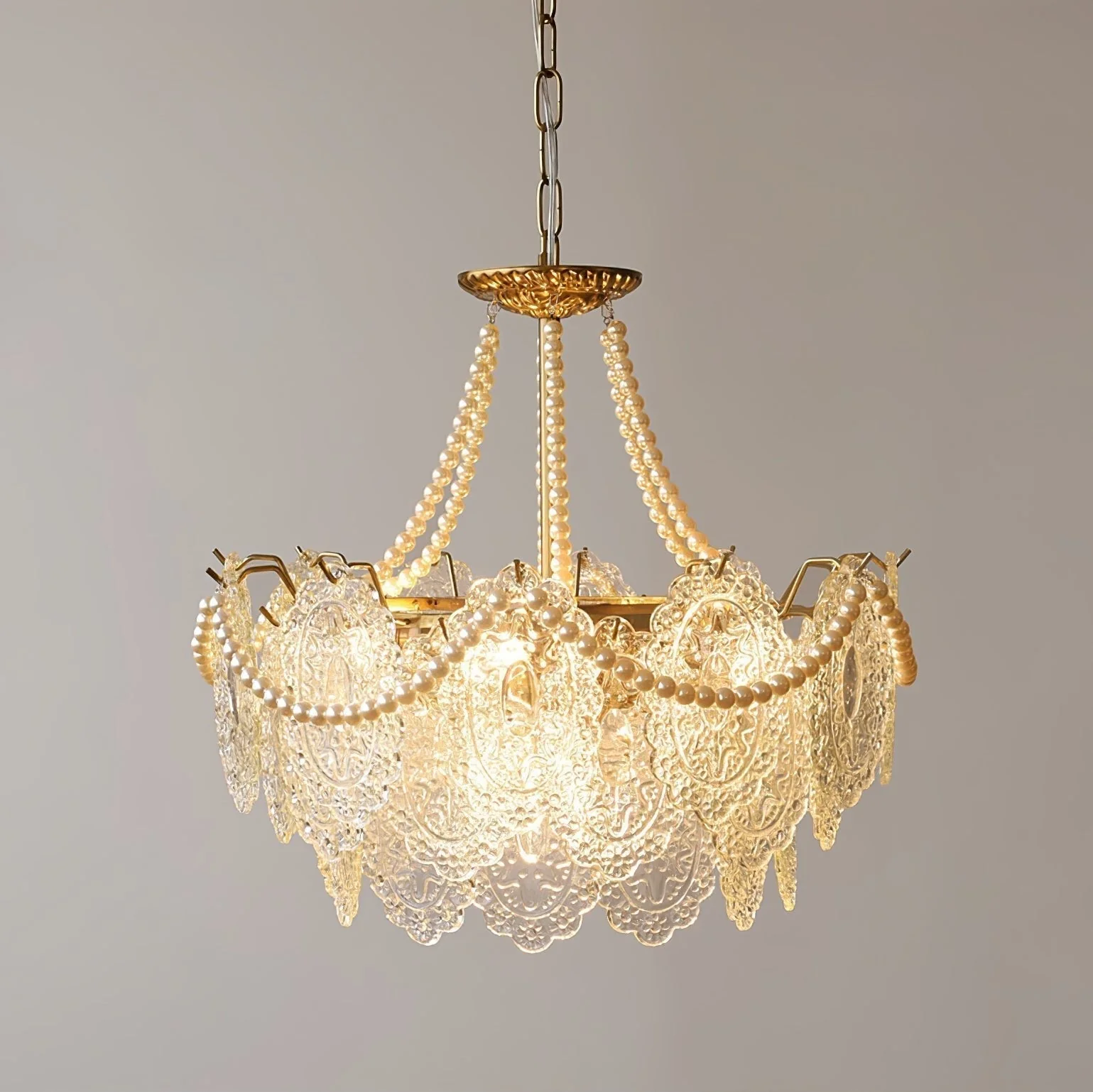 Lustra Chandelier Pearls Glass Luxury - Image 2
