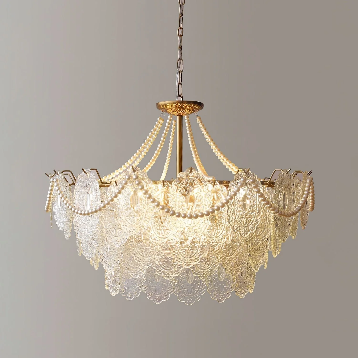 Lustra Chandelier Pearls Glass Luxury - Image 24