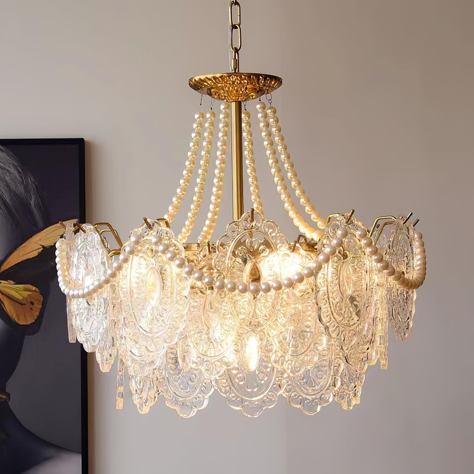 Lustra Chandelier Pearls Glass Luxury - Image 28