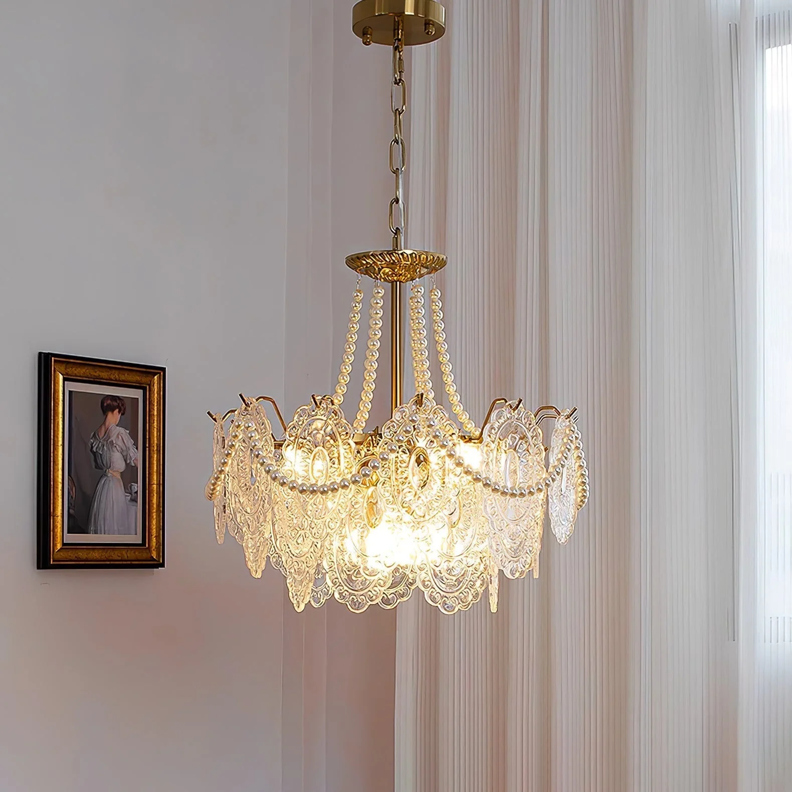 Lustra Chandelier Pearls Glass Luxury - Image 35