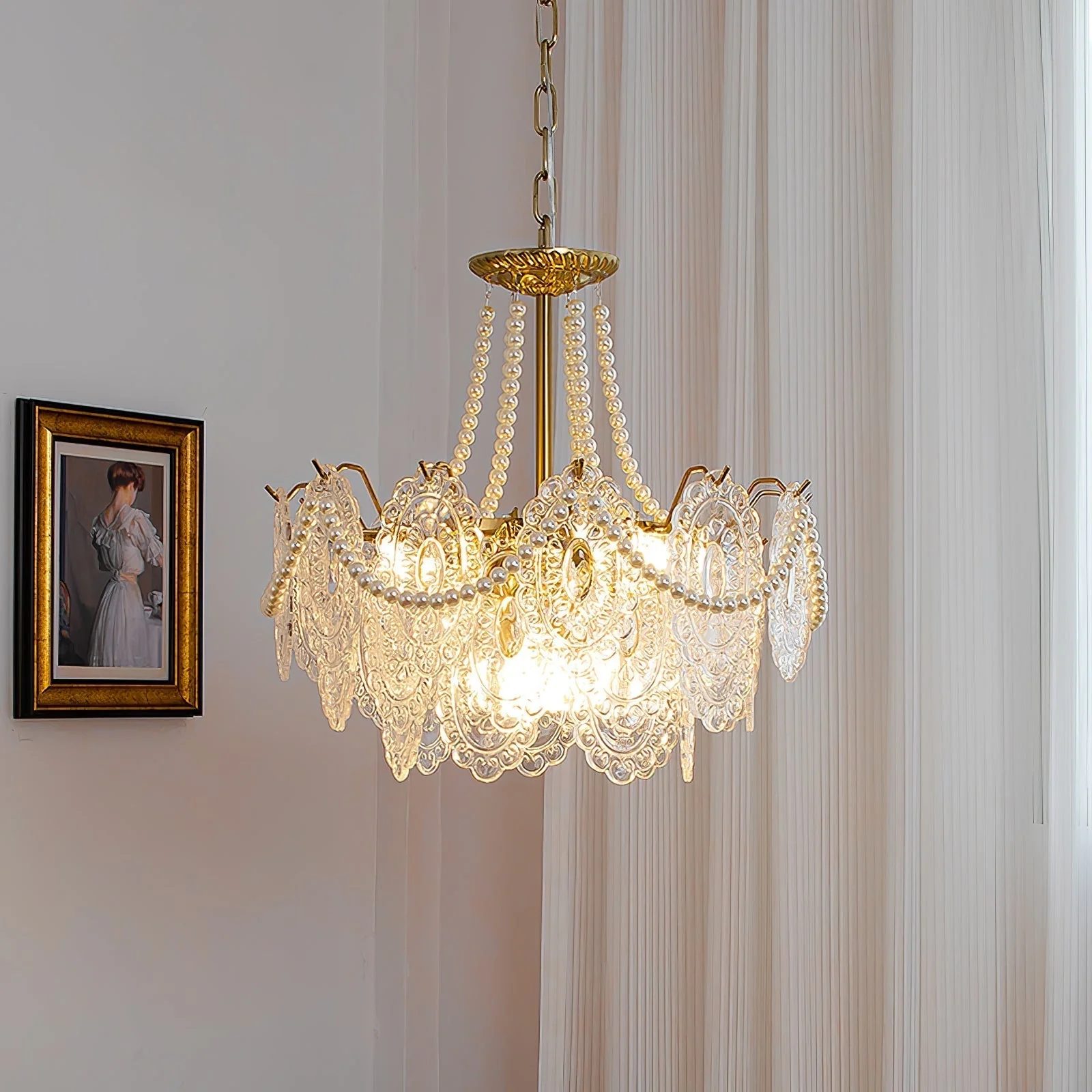 Lustra Chandelier Pearls Glass Luxury - Image 42