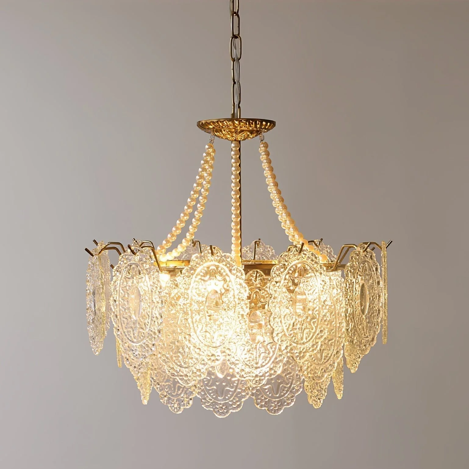 Lustra Chandelier Pearls Glass Luxury - Image 43