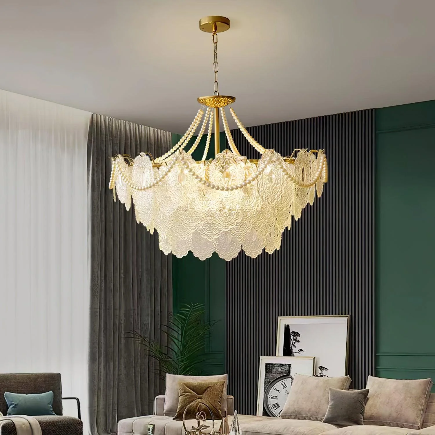Lustra Chandelier Pearls Glass Luxury - Image 45