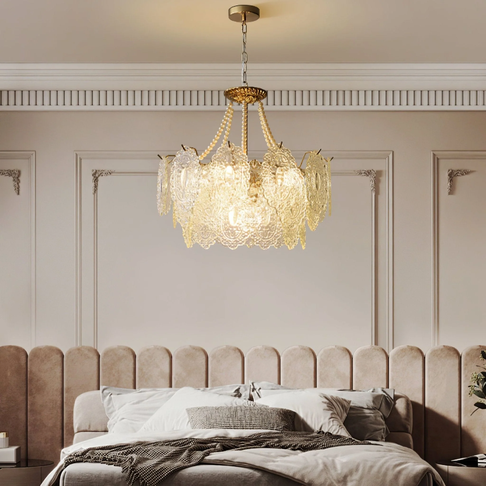 Lustra Chandelier Pearls Glass Luxury - Image 49