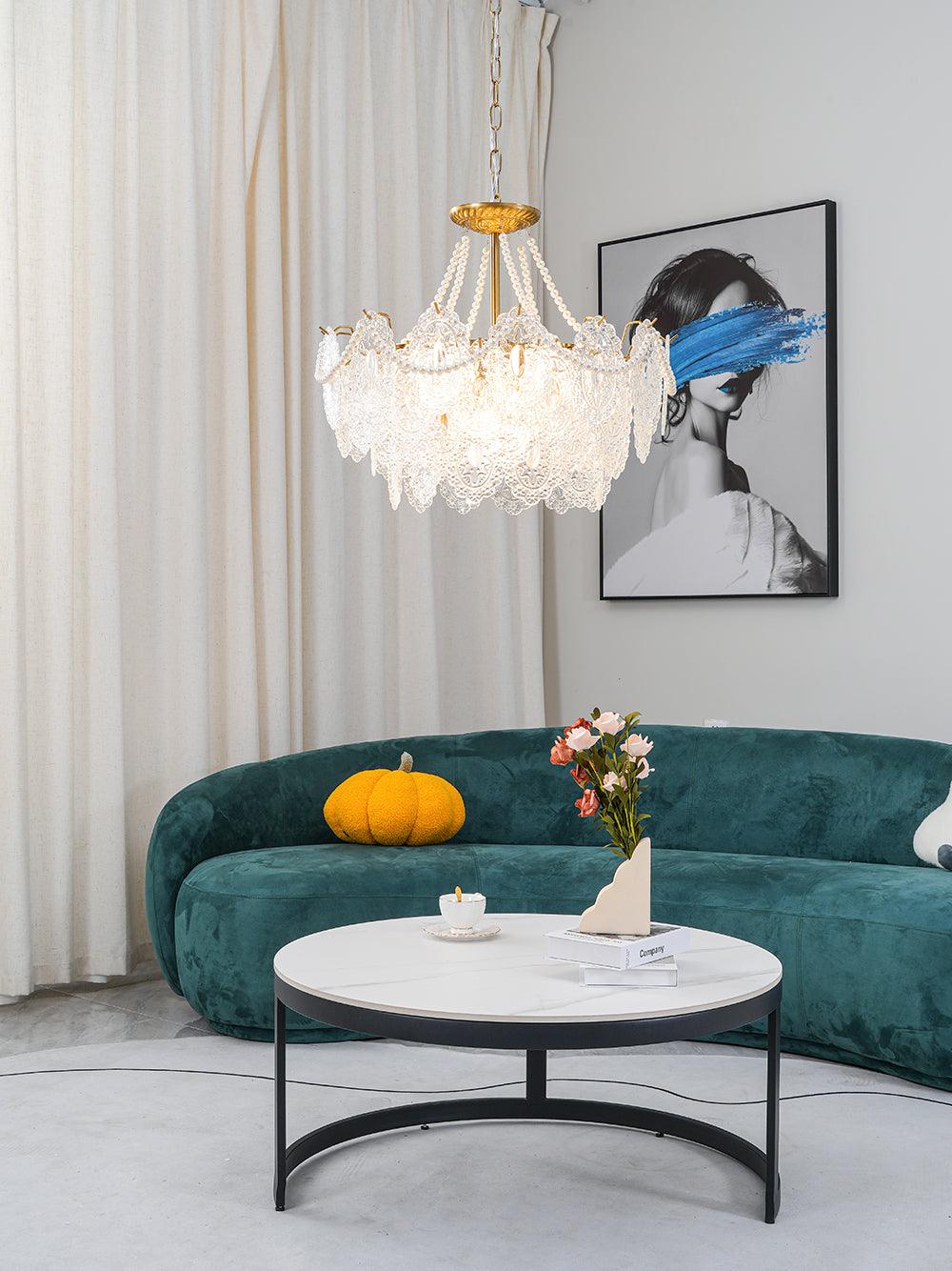 Lustra Chandelier Pearls Glass Luxury - Image 51