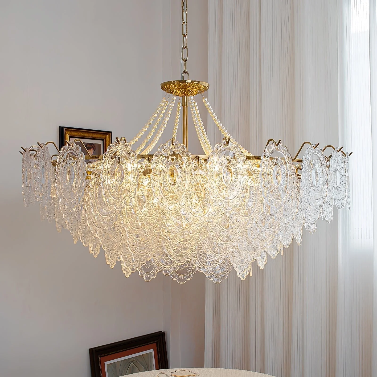 Lustra Chandelier Pearls Glass Luxury - Image 9
