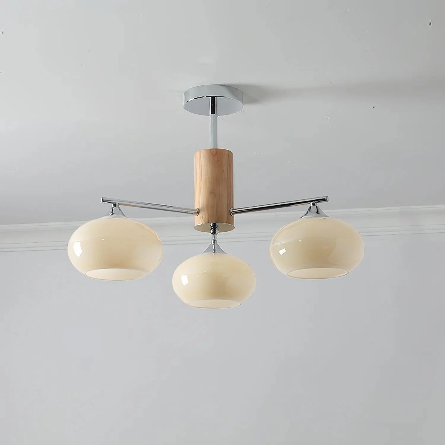 Lustra Chandelier Persimmon Glass Mid-Century 8-Light - Image 11