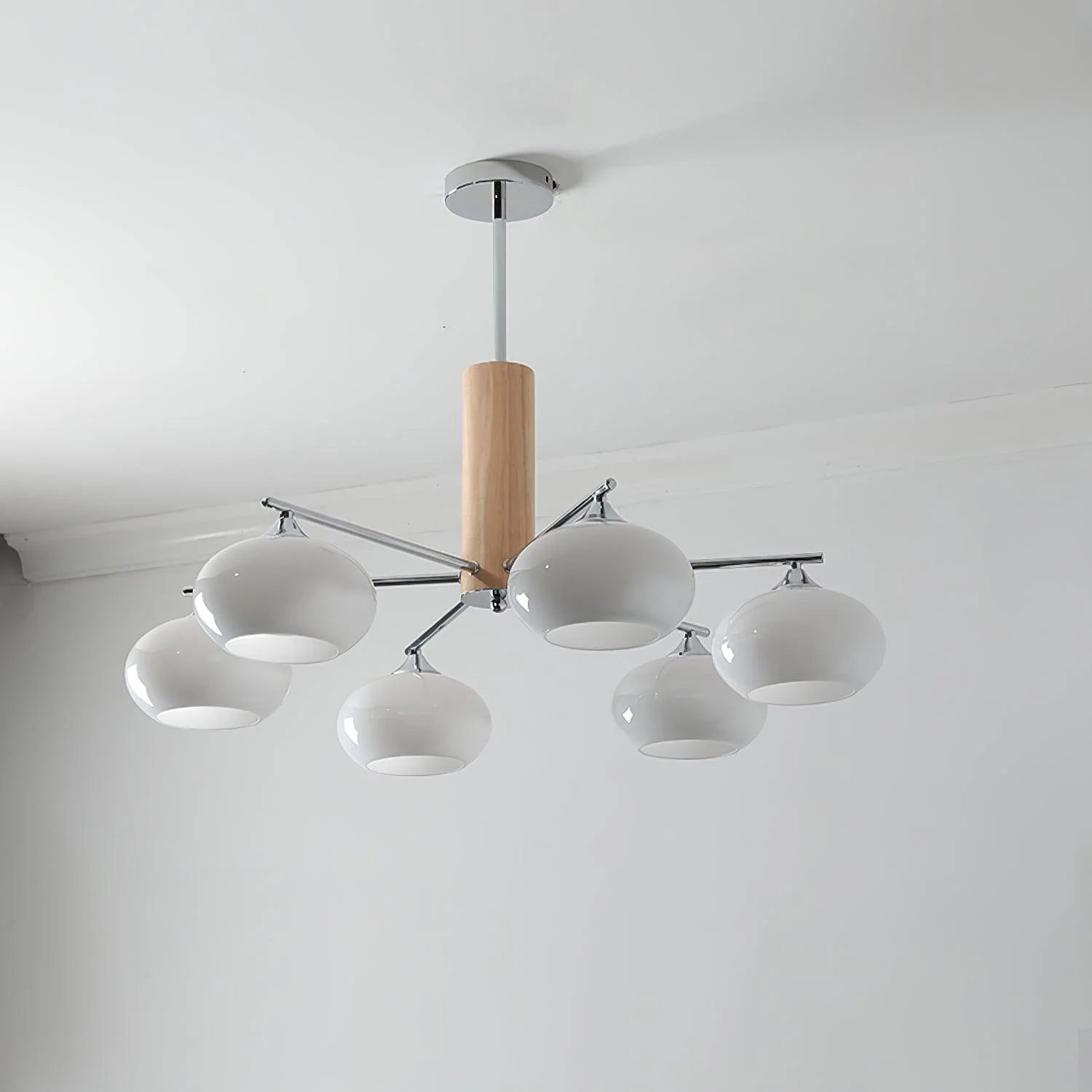 Lustra Chandelier Persimmon Glass Mid-Century 8-Light - Image 15