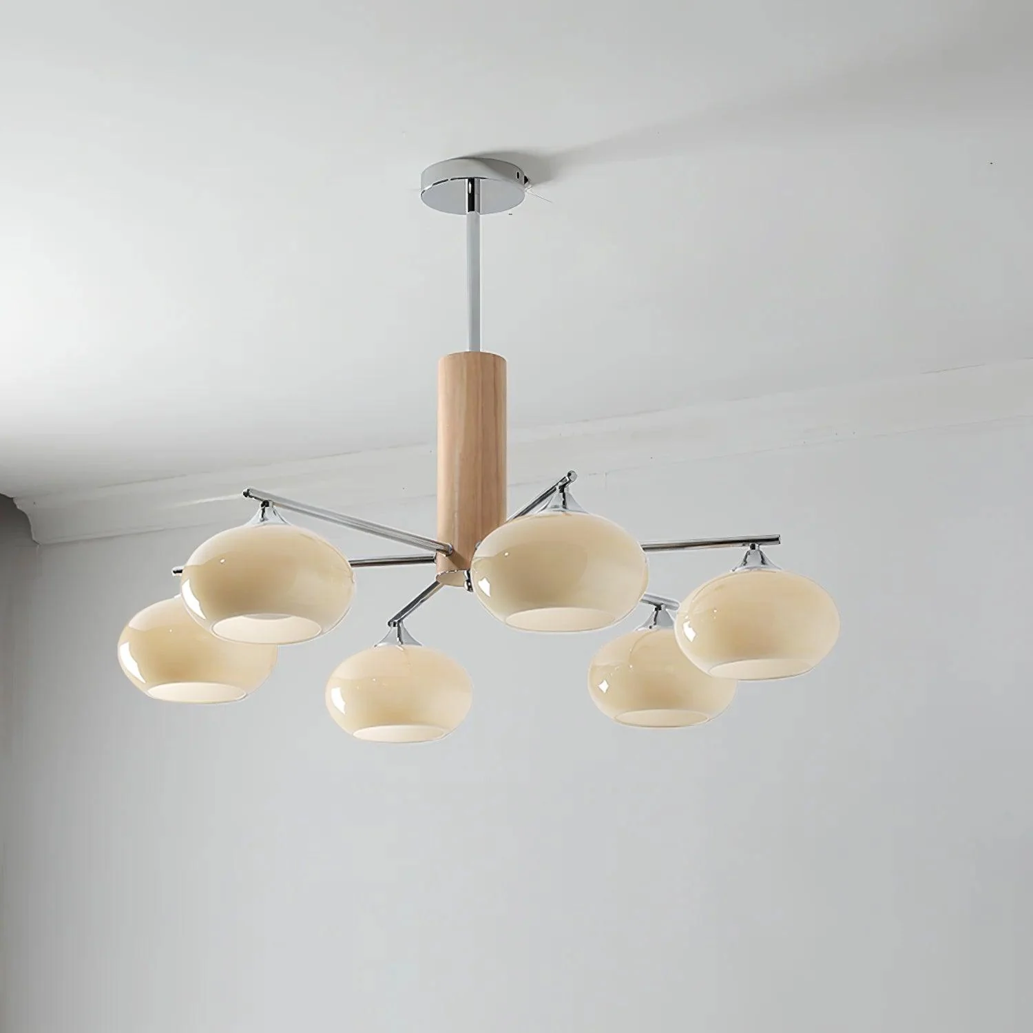 Lustra Chandelier Persimmon Glass Mid-Century 8-Light - Image 17