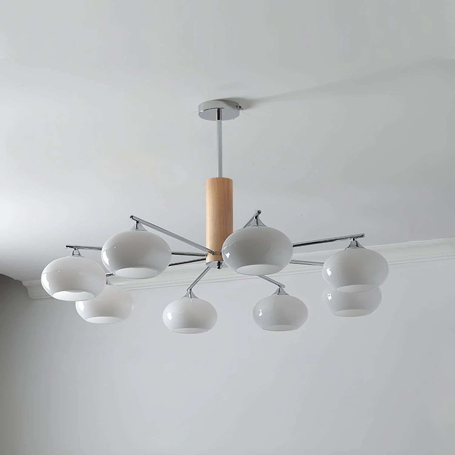 Lustra Chandelier Persimmon Glass Mid-Century 8-Light - Image 18