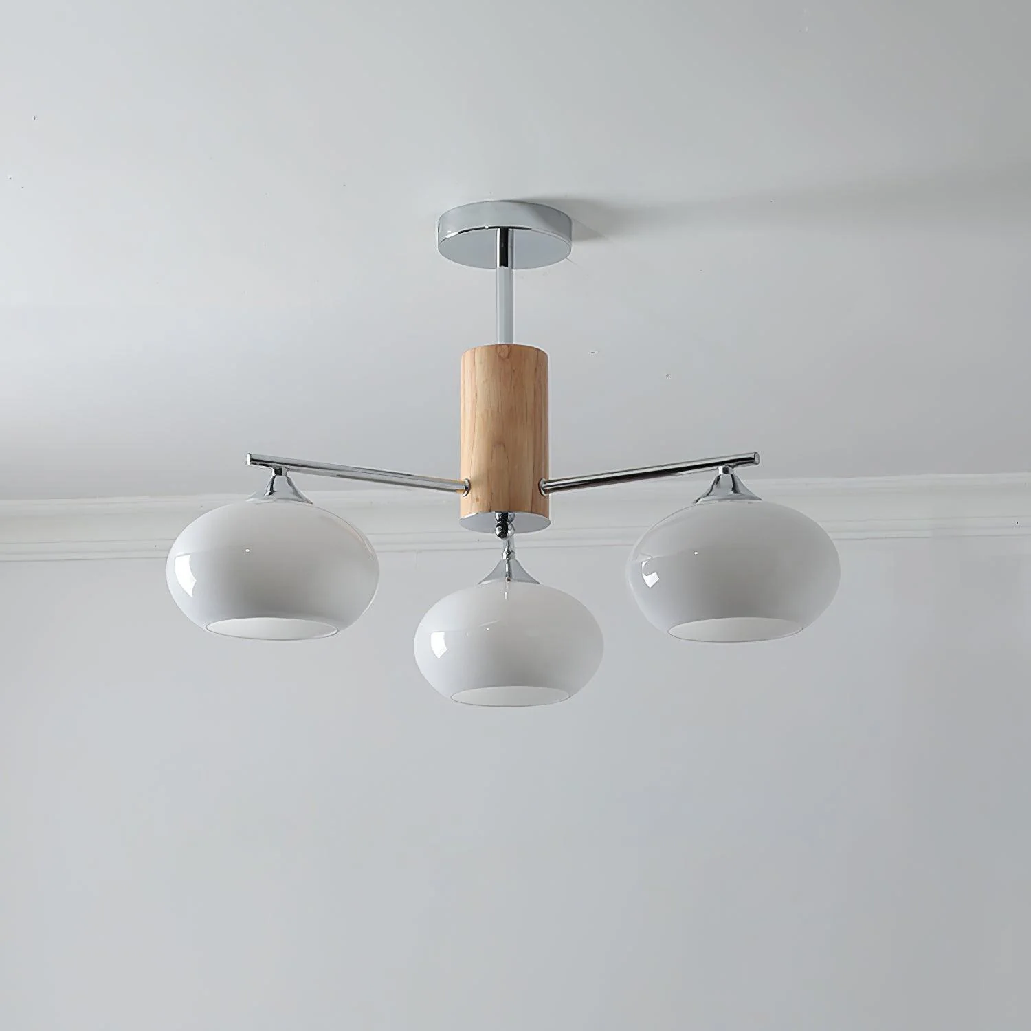 Lustra Chandelier Persimmon Glass Mid-Century 8-Light - Image 2