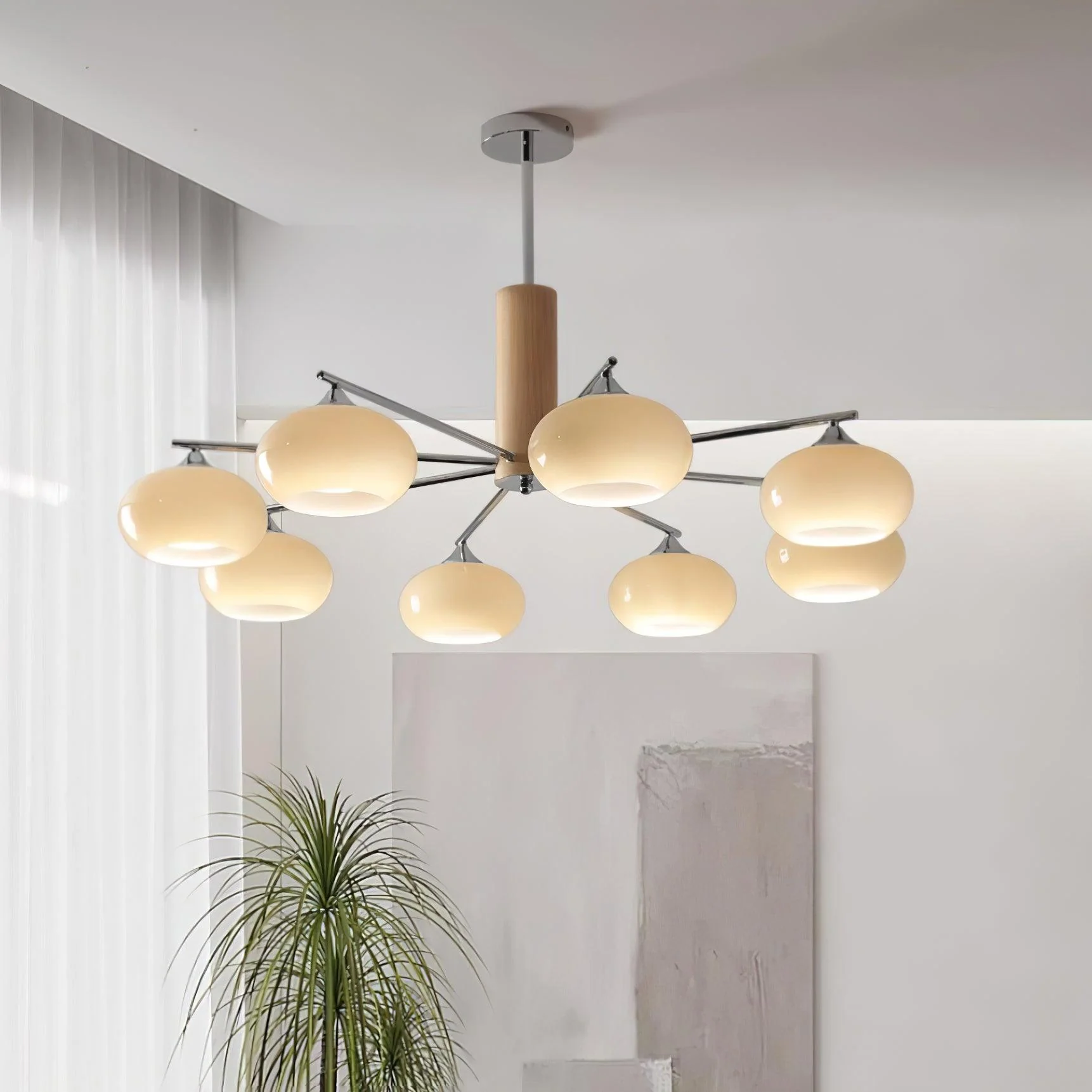 Lustra Chandelier Persimmon Glass Mid-Century 8-Light - Image 23